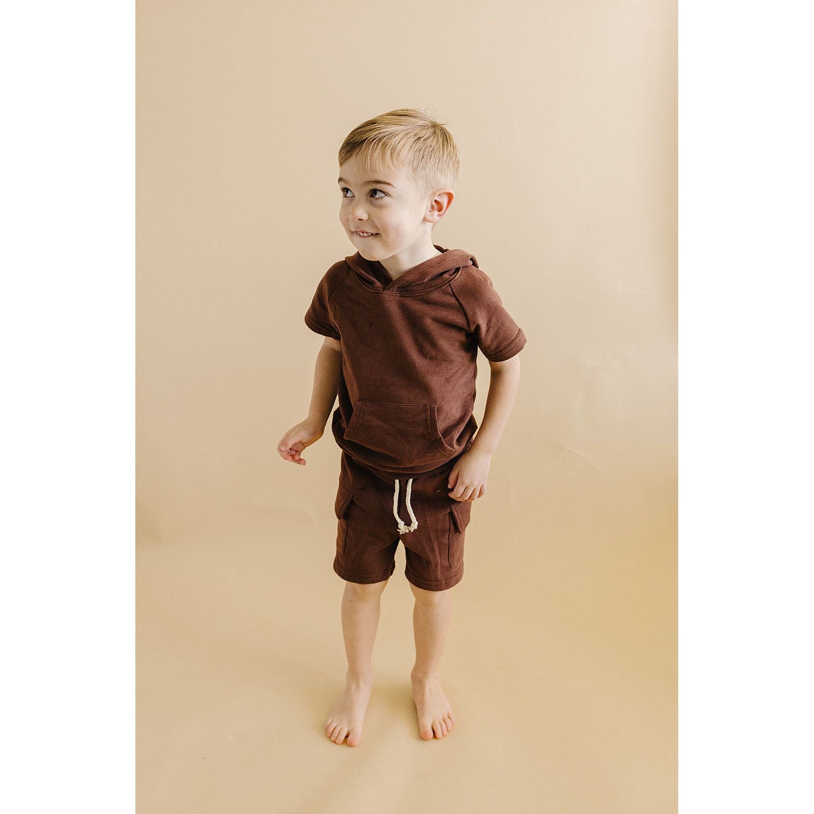 Terry Cargo Shorts Set | Chocolate