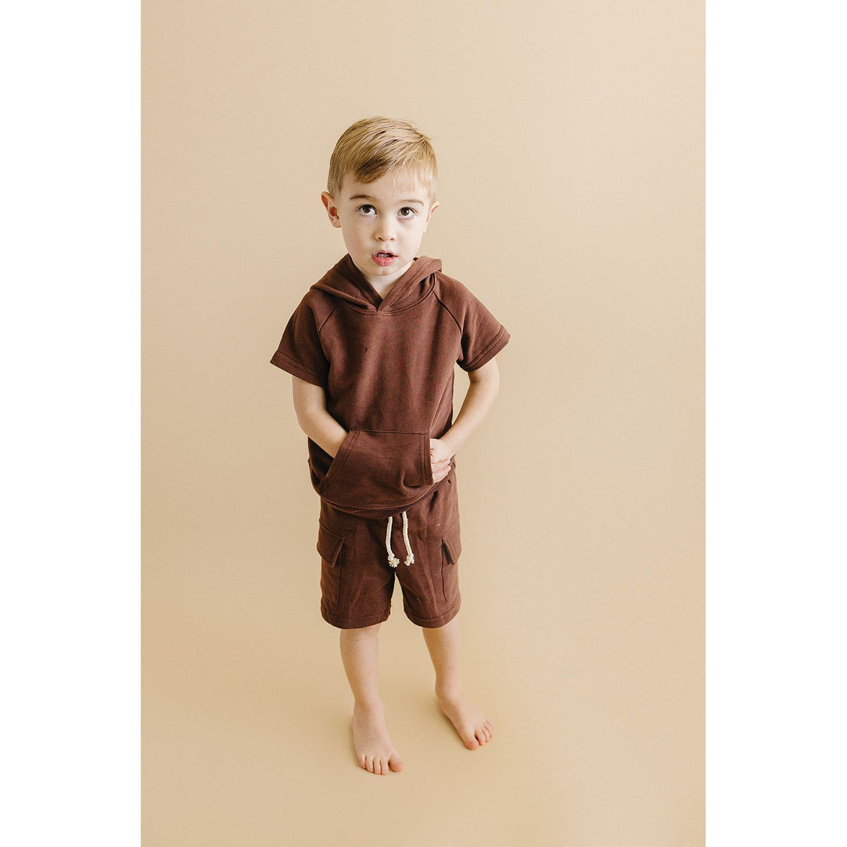 Terry Cargo Shorts Set | Chocolate