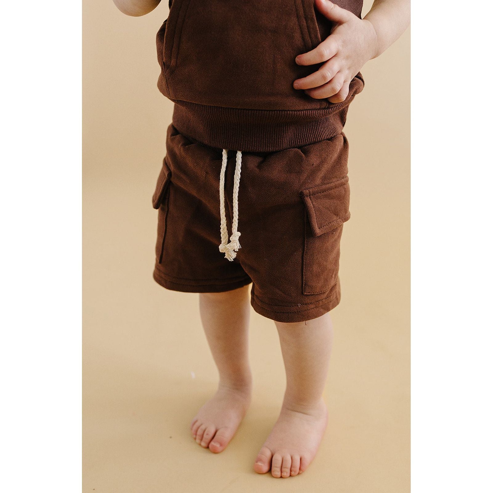 Terry Cargo Shorts Set | Chocolate