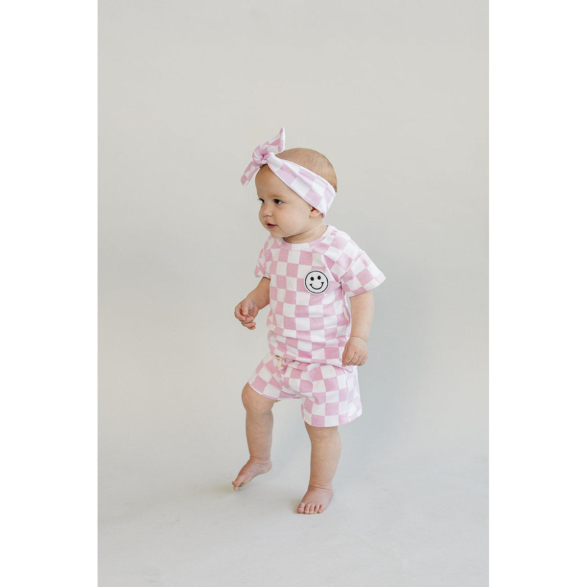 Checkered Shorts Set | Pink