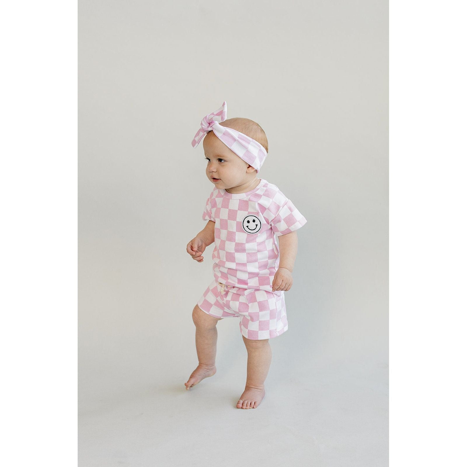 Checkered Shorts Set | Pink