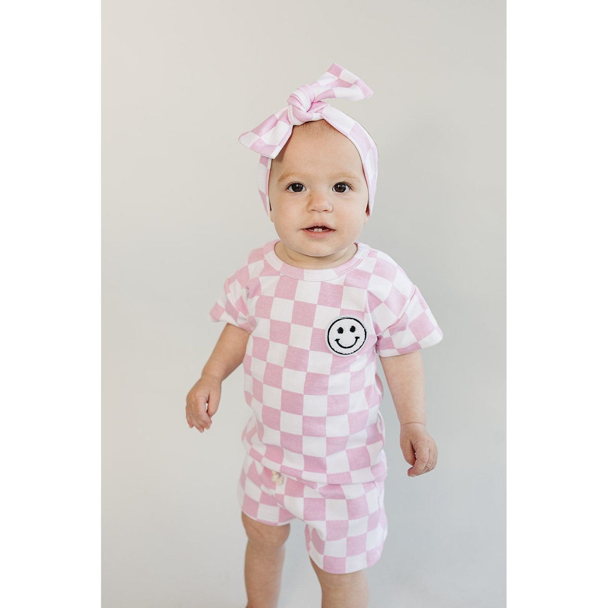 Checkered Shorts Set | Pink
