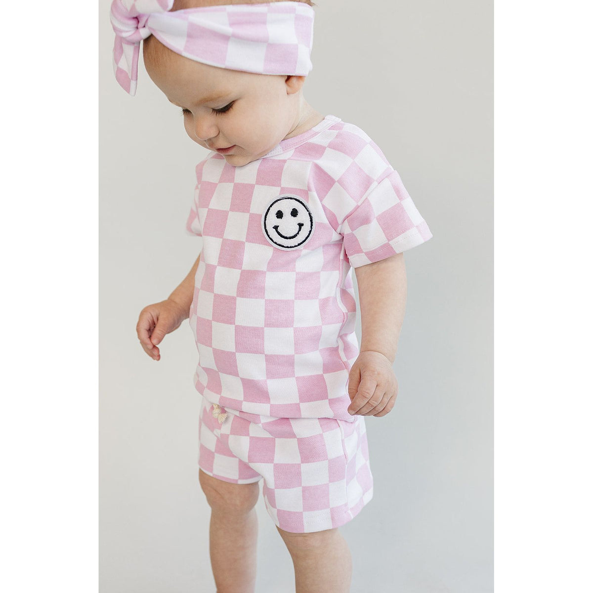 Checkered Shorts Set | Pink