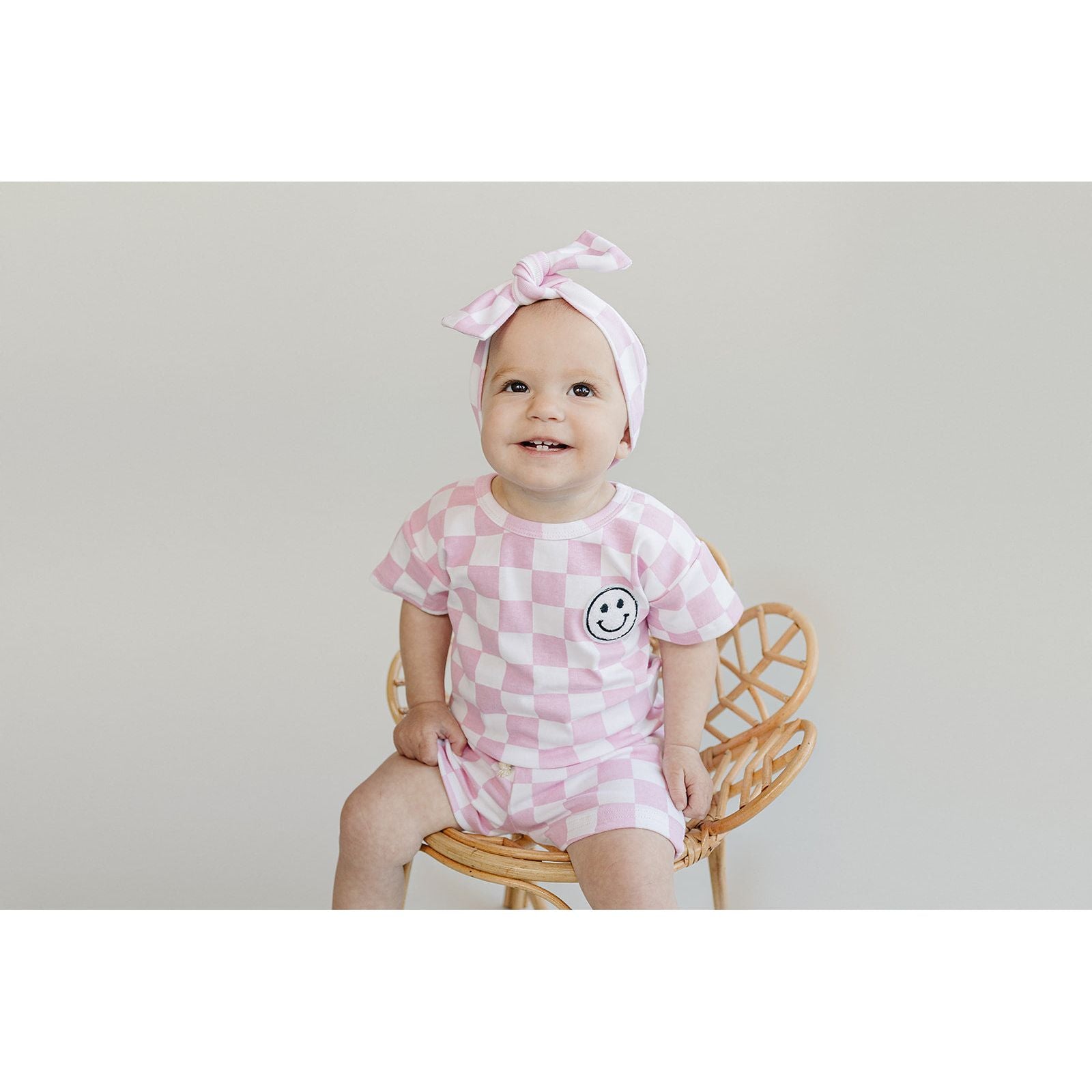 Checkered Shorts Set | Pink