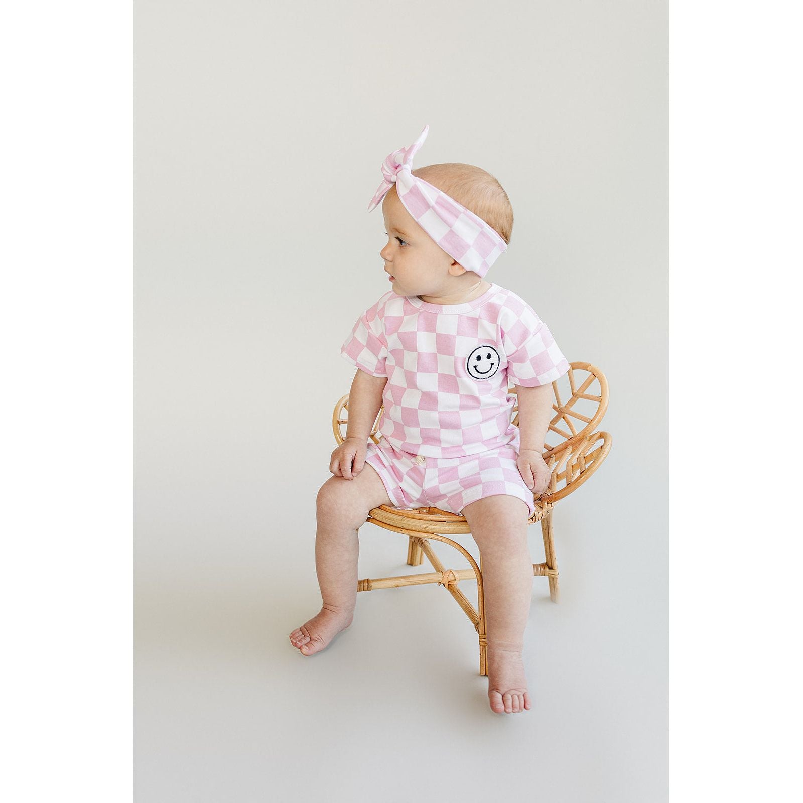 Checkered Shorts Set | Pink