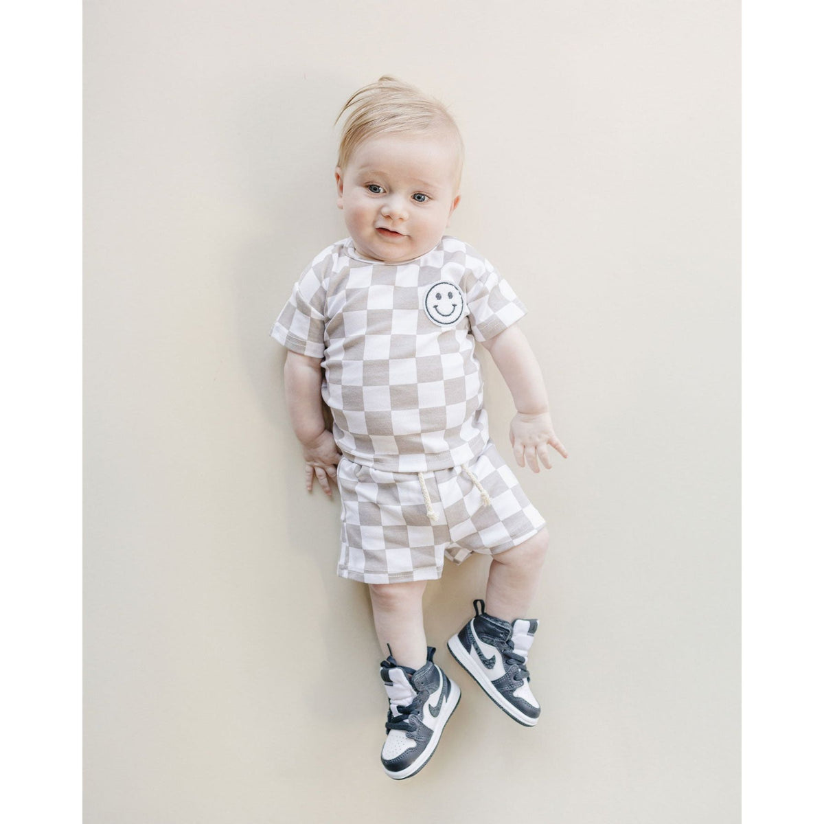 Checkered Shorts Set | Latte