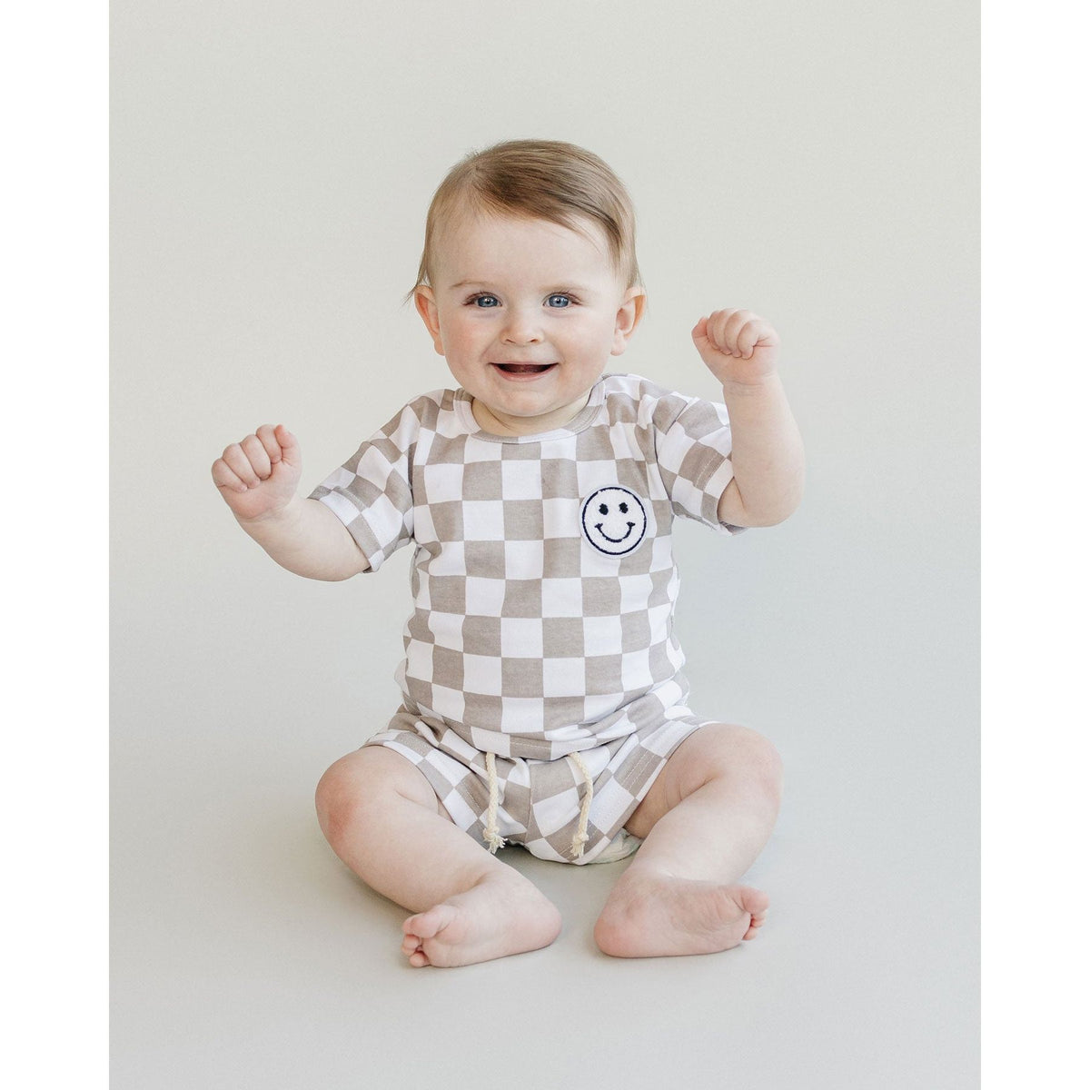 Checkered Shorts Set | Latte