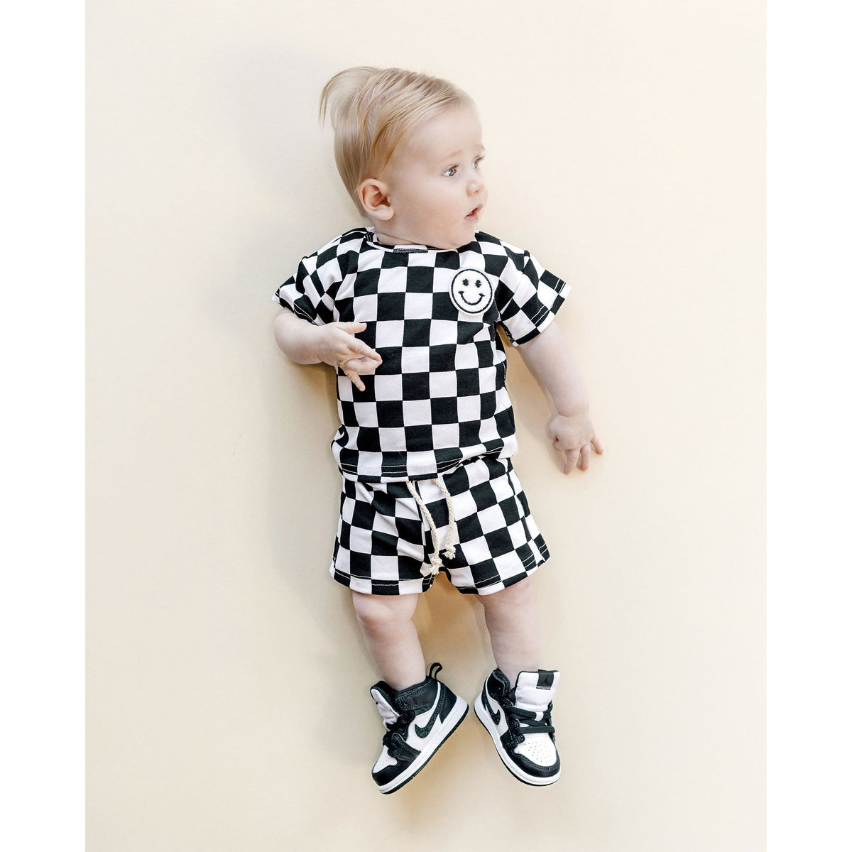 Checkered Shorts Set | Black