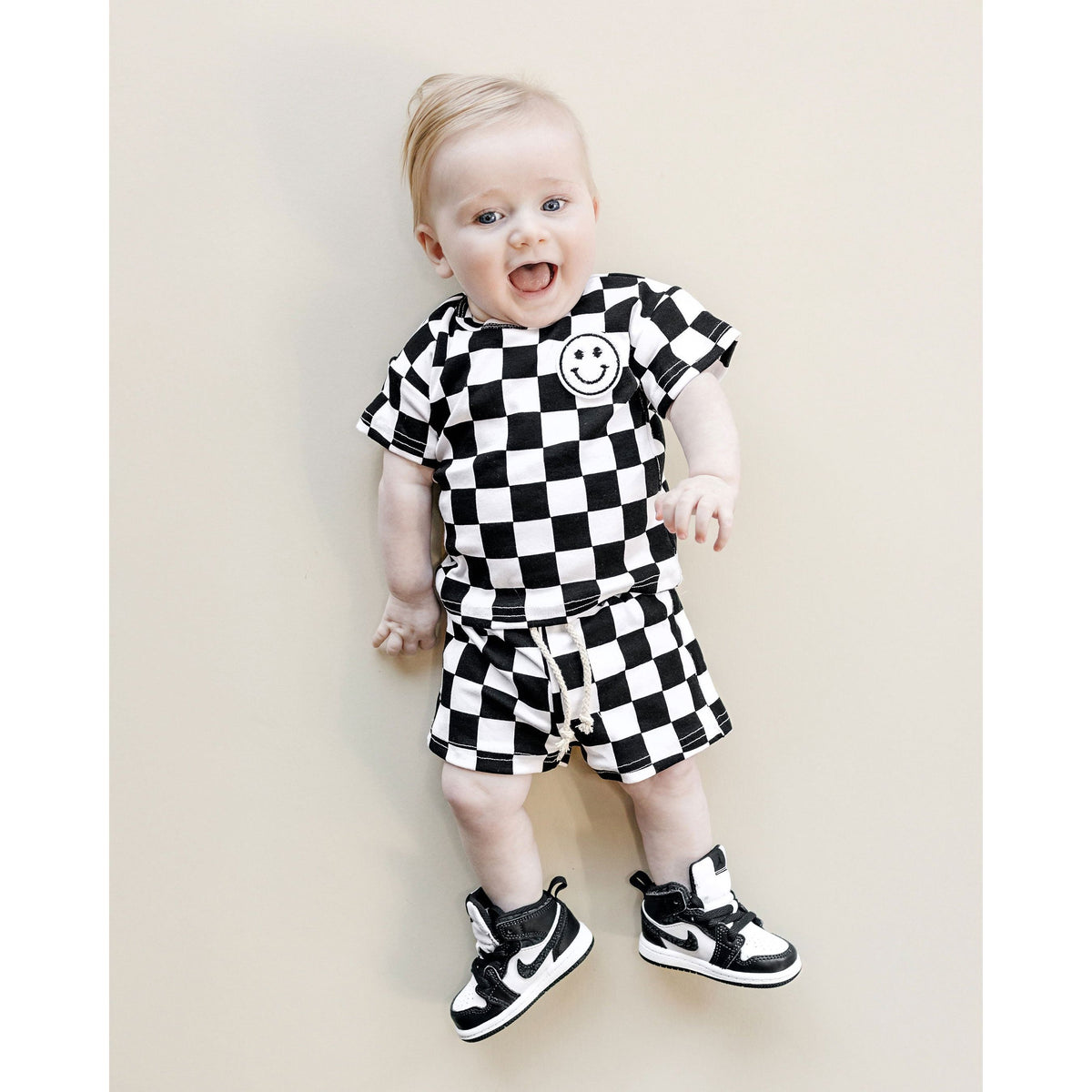 Checkered Shorts Set | Black