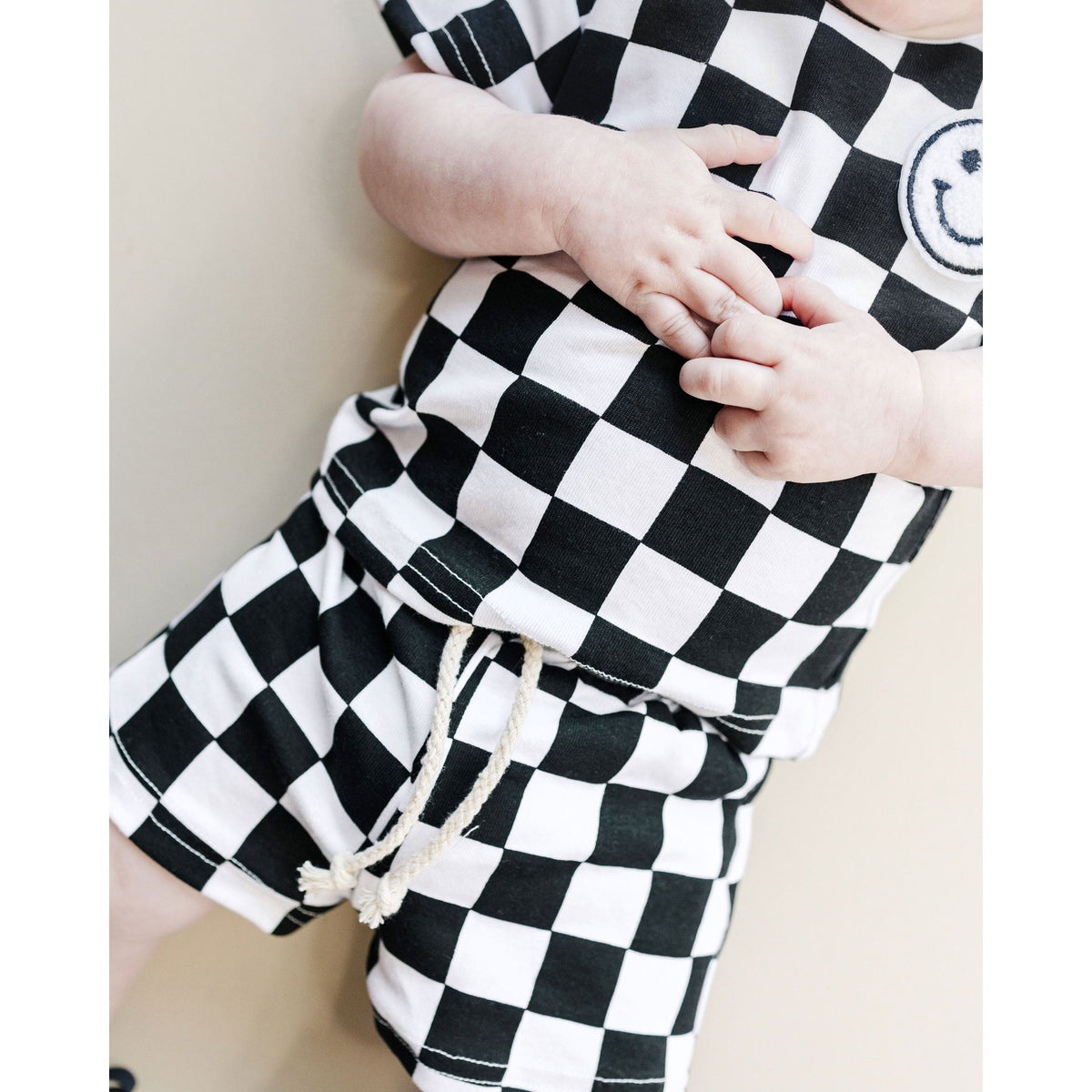Checkered Shorts Set | Black