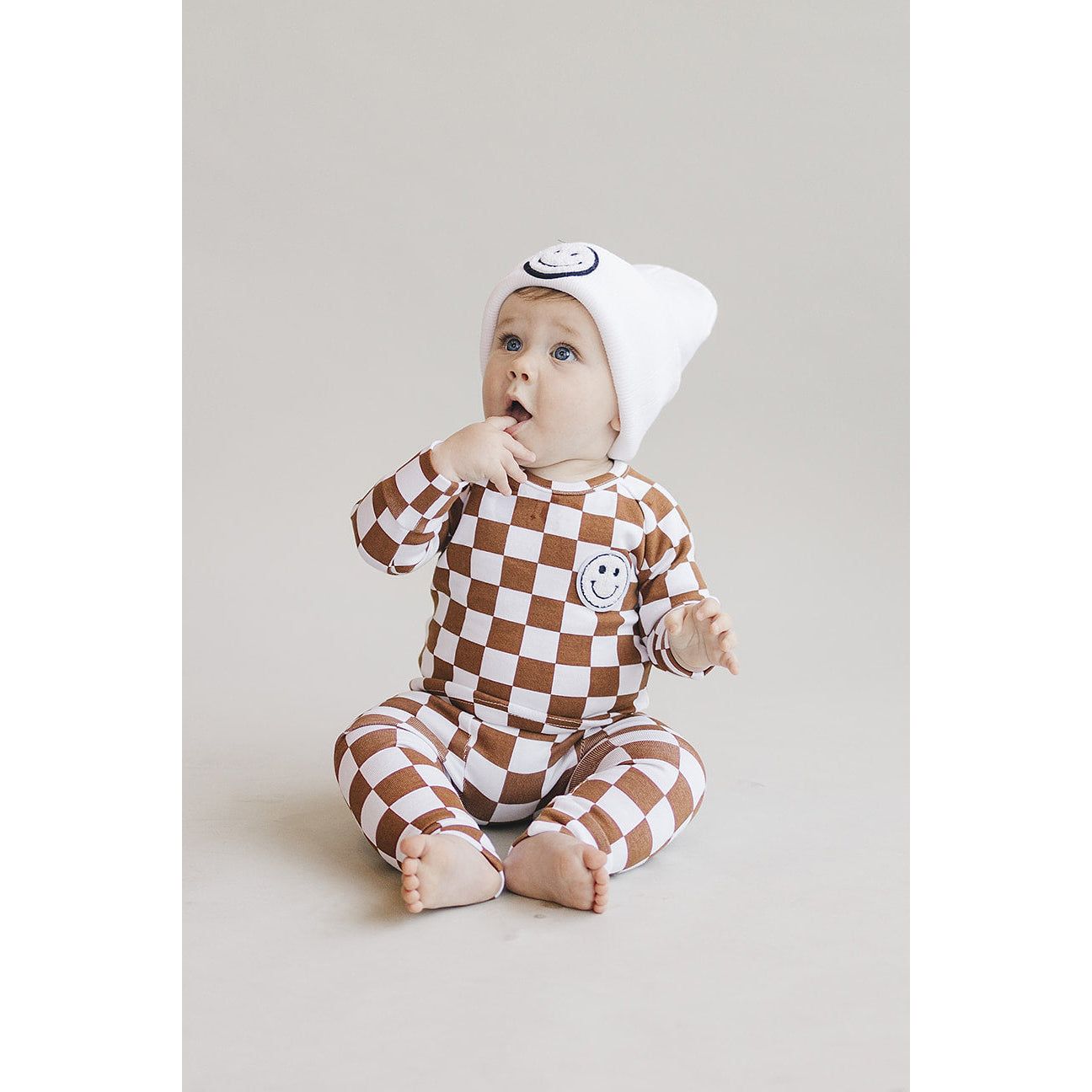 Checkered Smiley Lounge Set | Copper