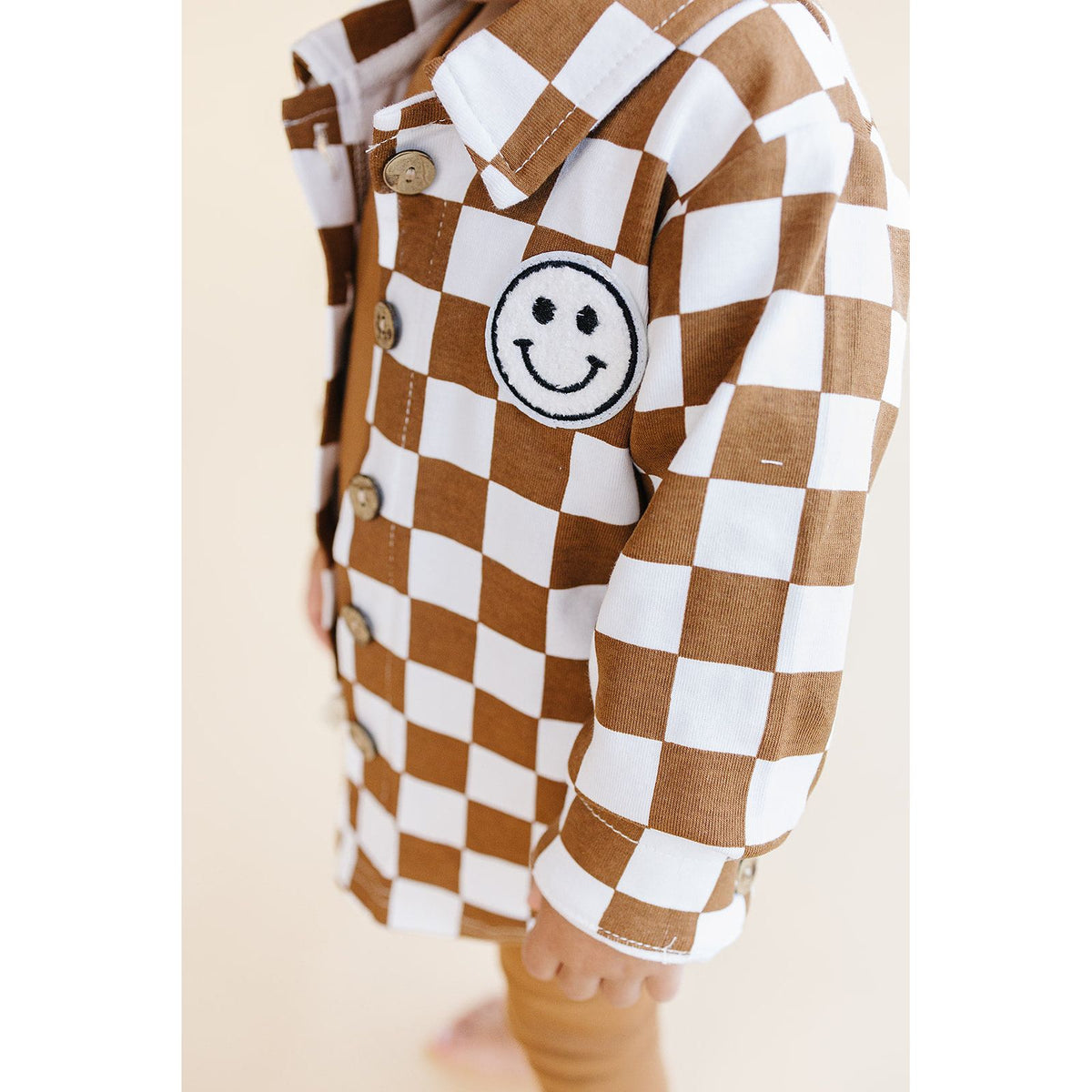 Cotton Shacket | Smiley Checkered Copper