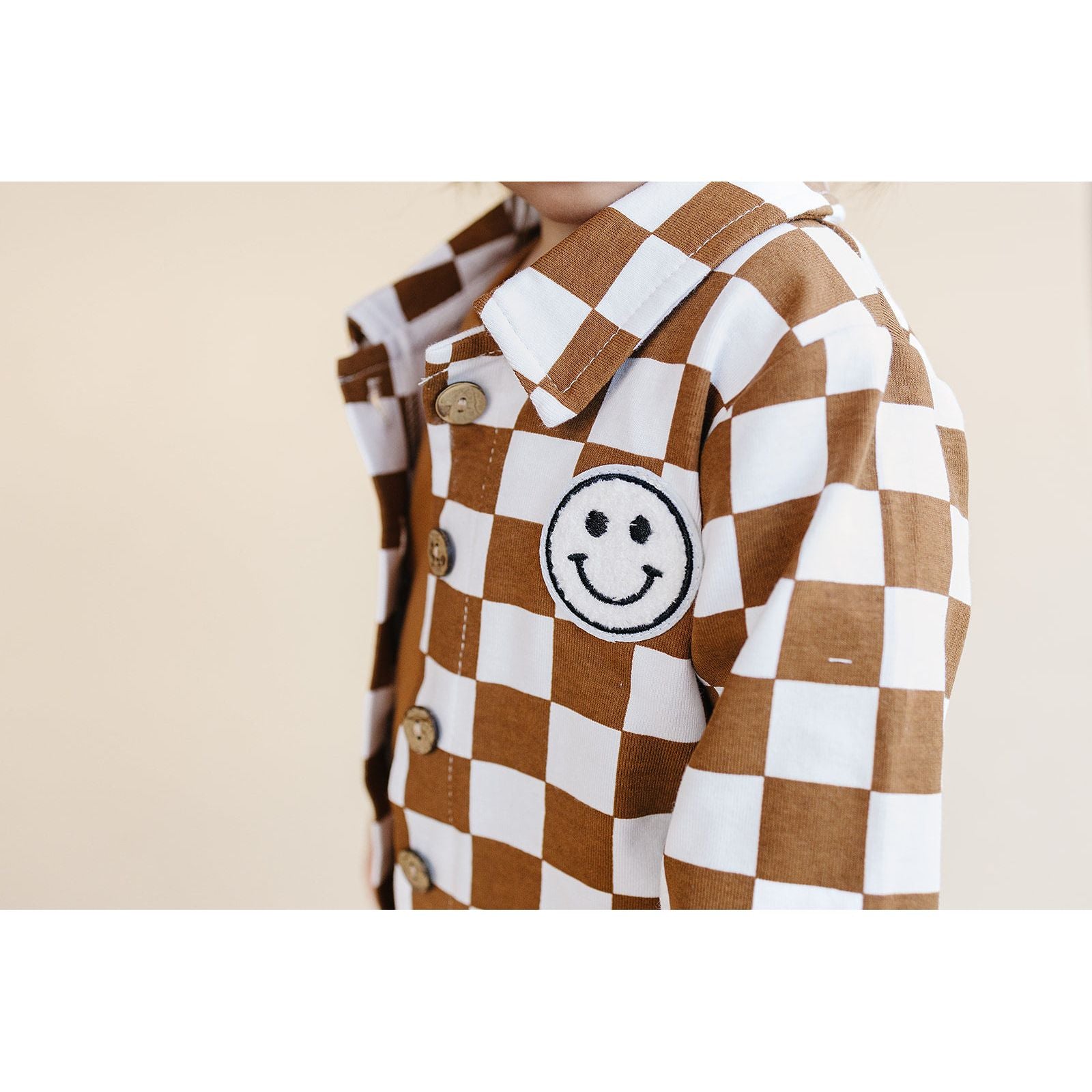Cotton Shacket | Smiley Checkered Copper