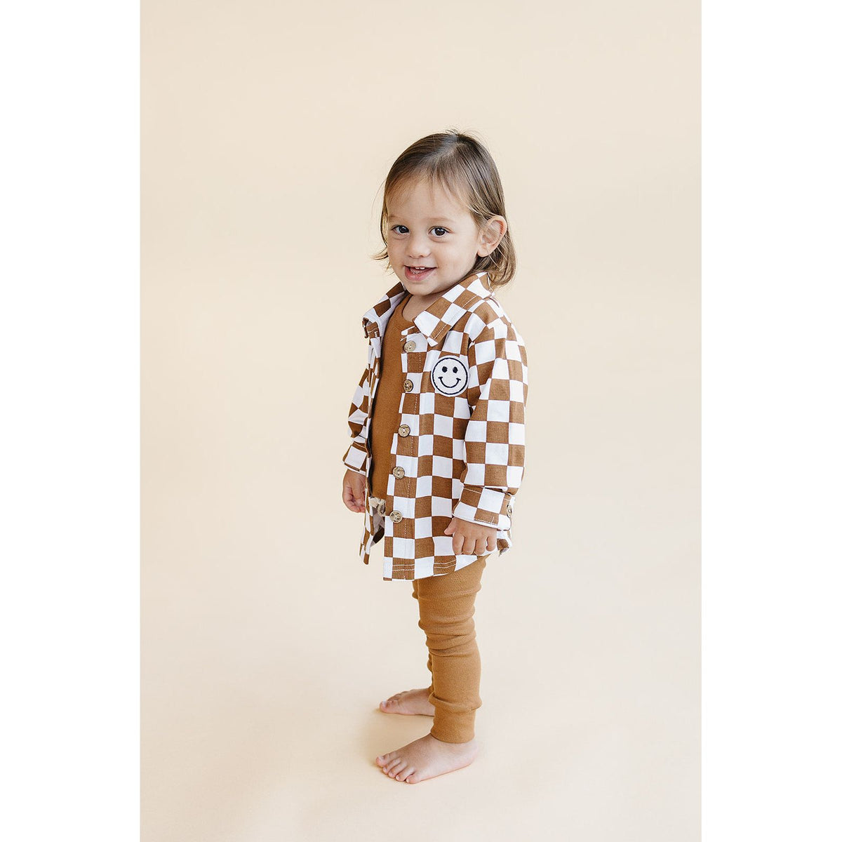 Cotton Shacket | Smiley Checkered Copper