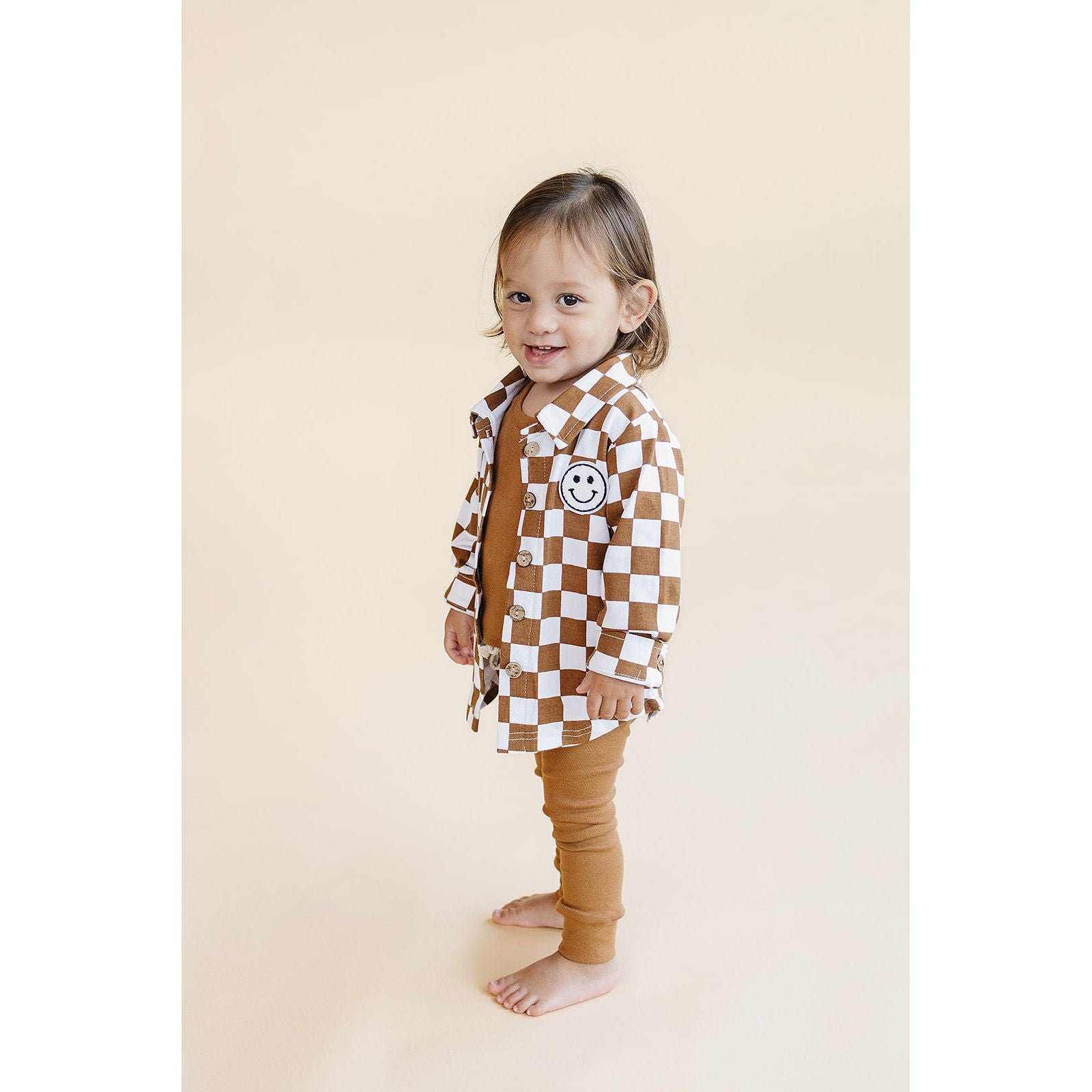 Cotton Shacket | Smiley Checkered Copper