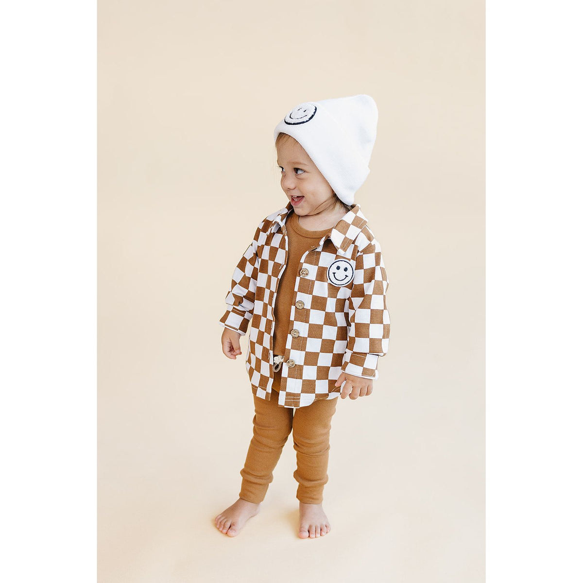 Cotton Shacket | Smiley Checkered Copper
