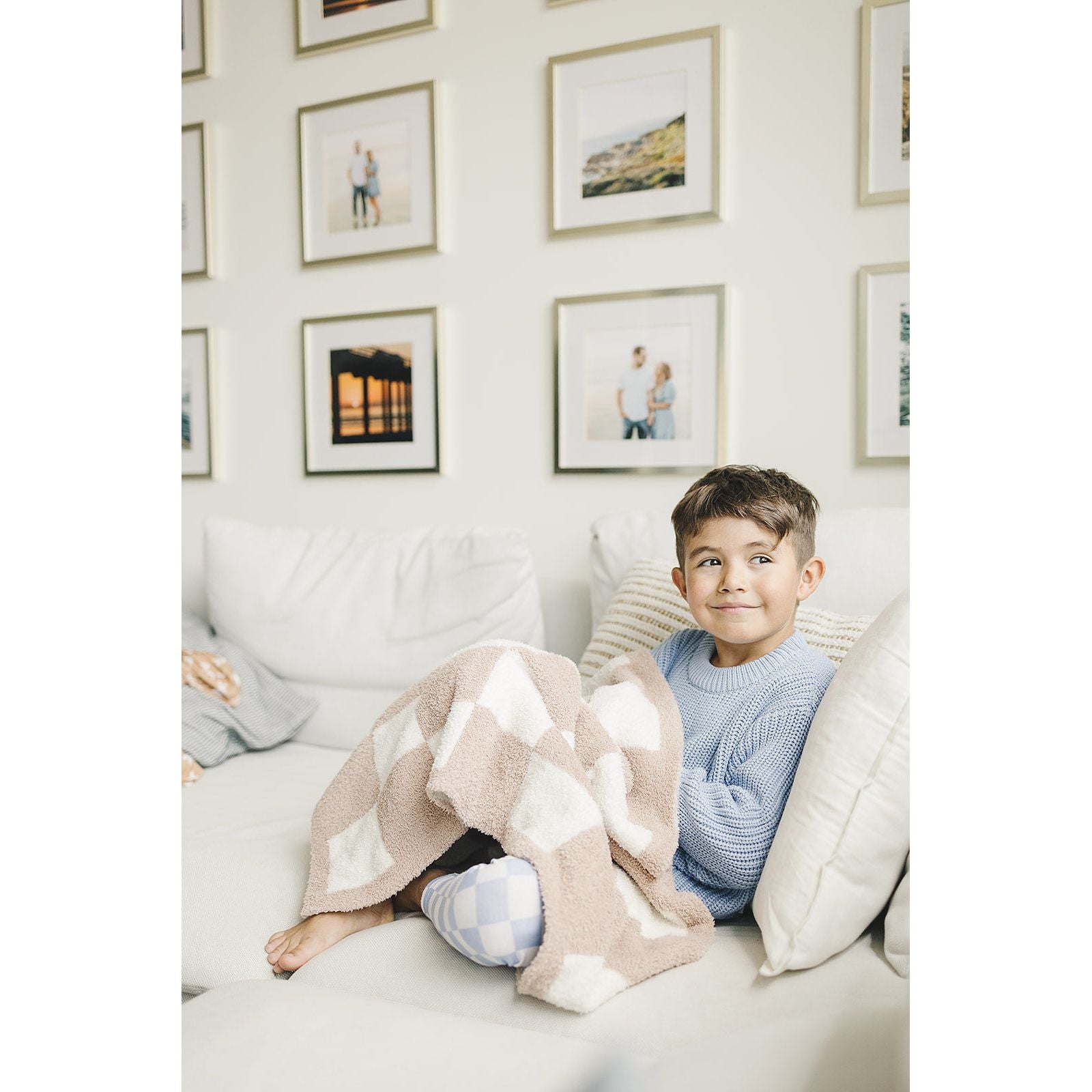 Checkered Plush Blanket | Latte