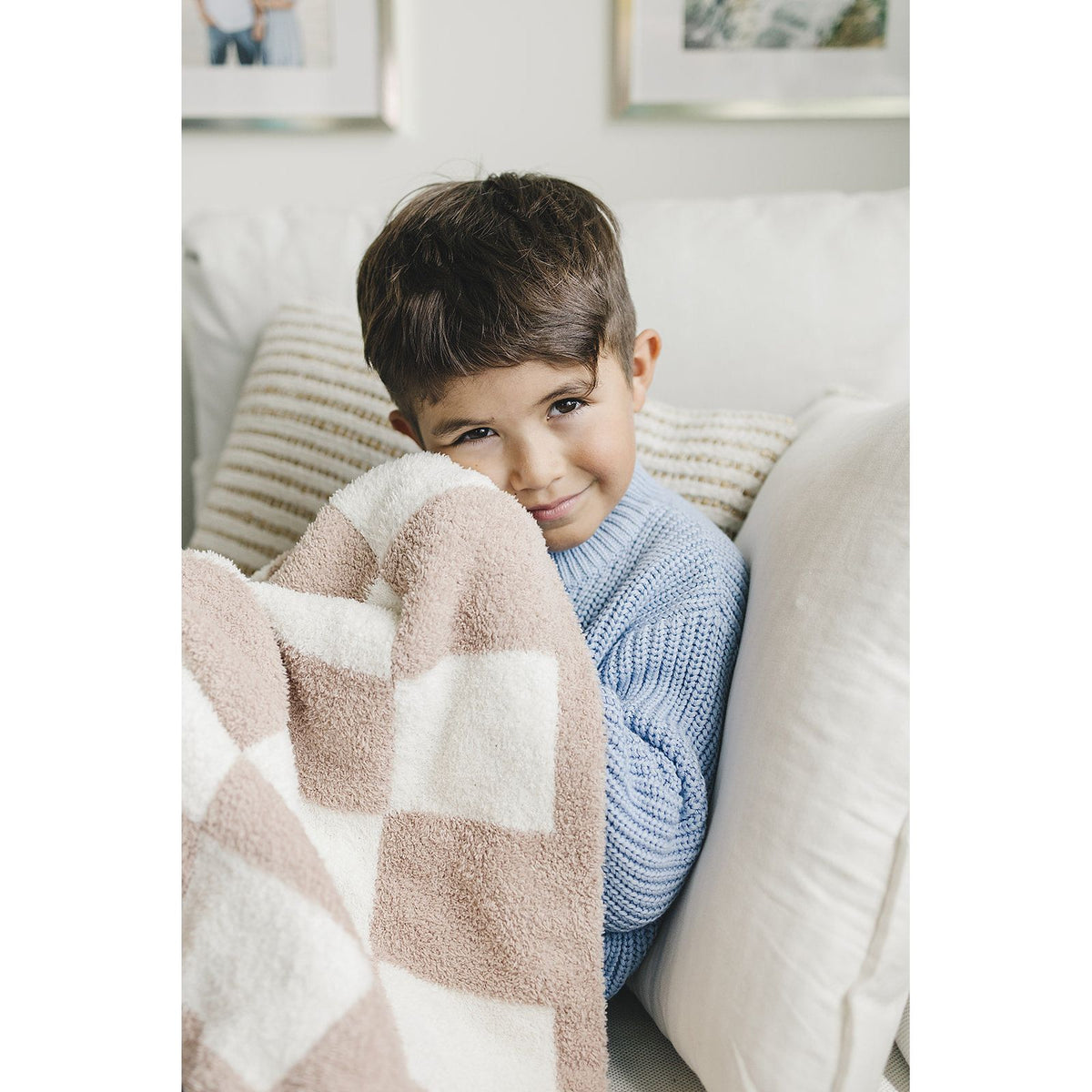 Checkered Plush Blanket | Latte