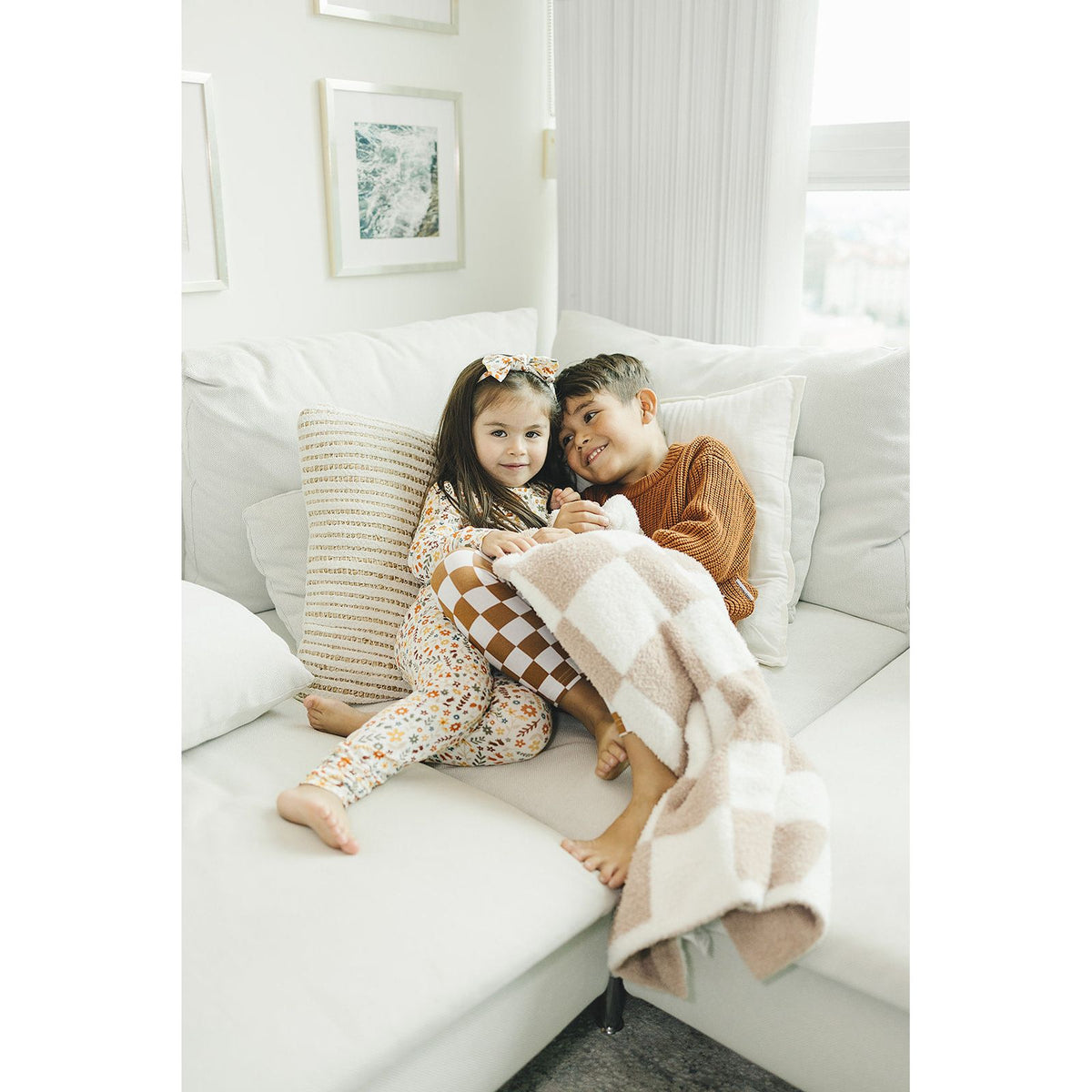 Checkered Plush Blanket | Latte