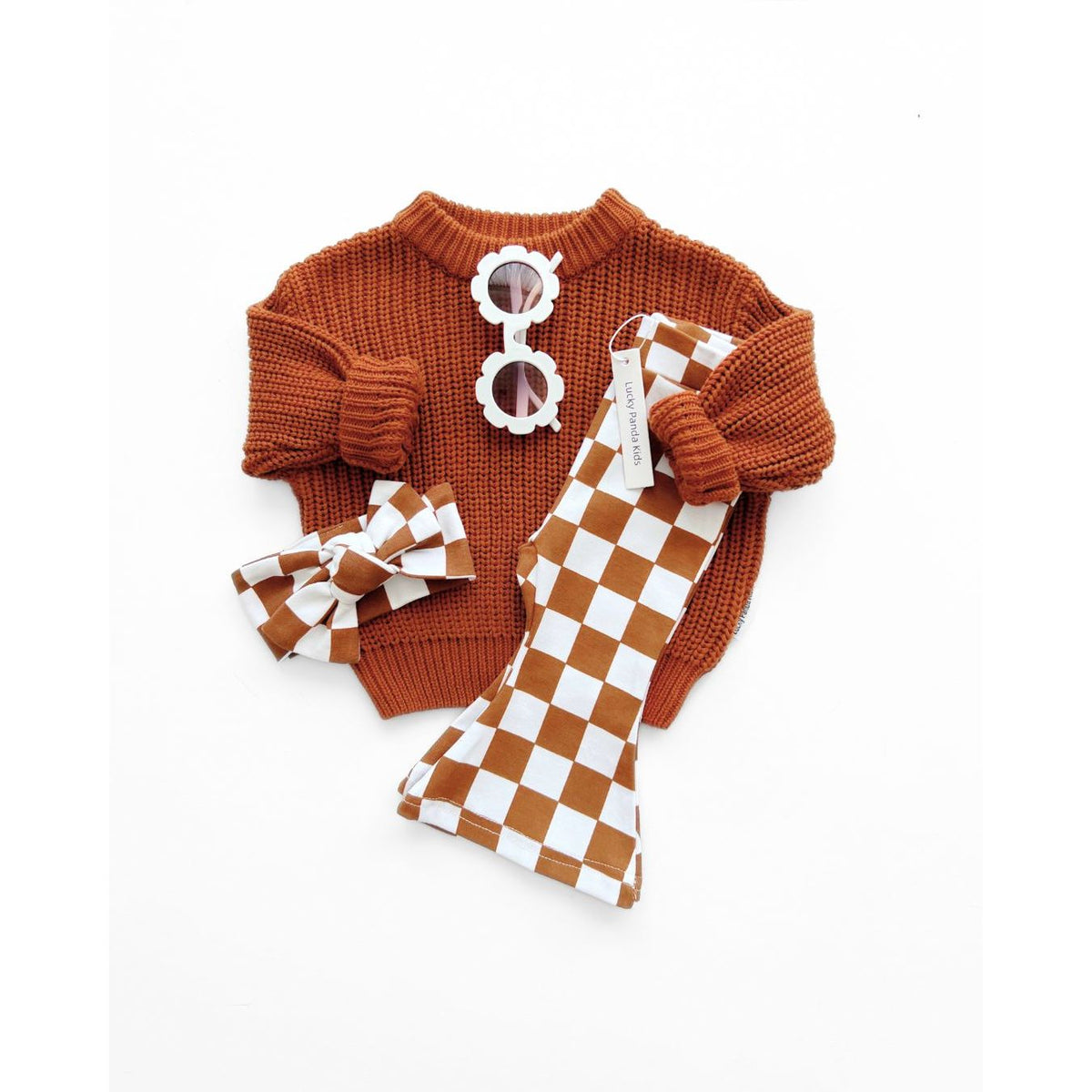 Checkered Flare Pants | Copper