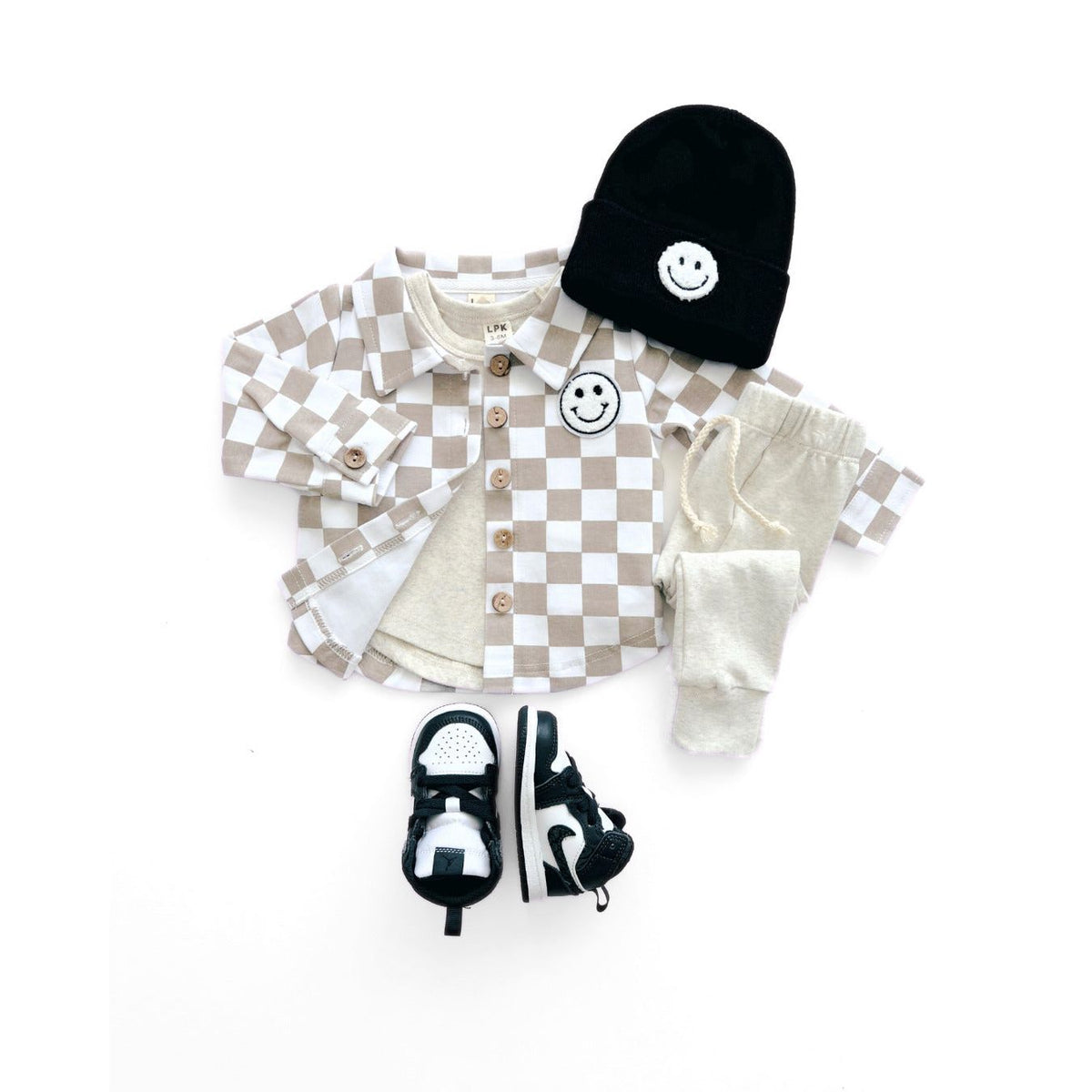 Cotton Shacket | Smiley Checkered Latte
