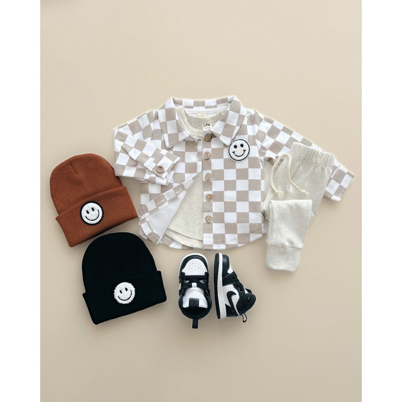 Cotton Shacket | Smiley Checkered Latte