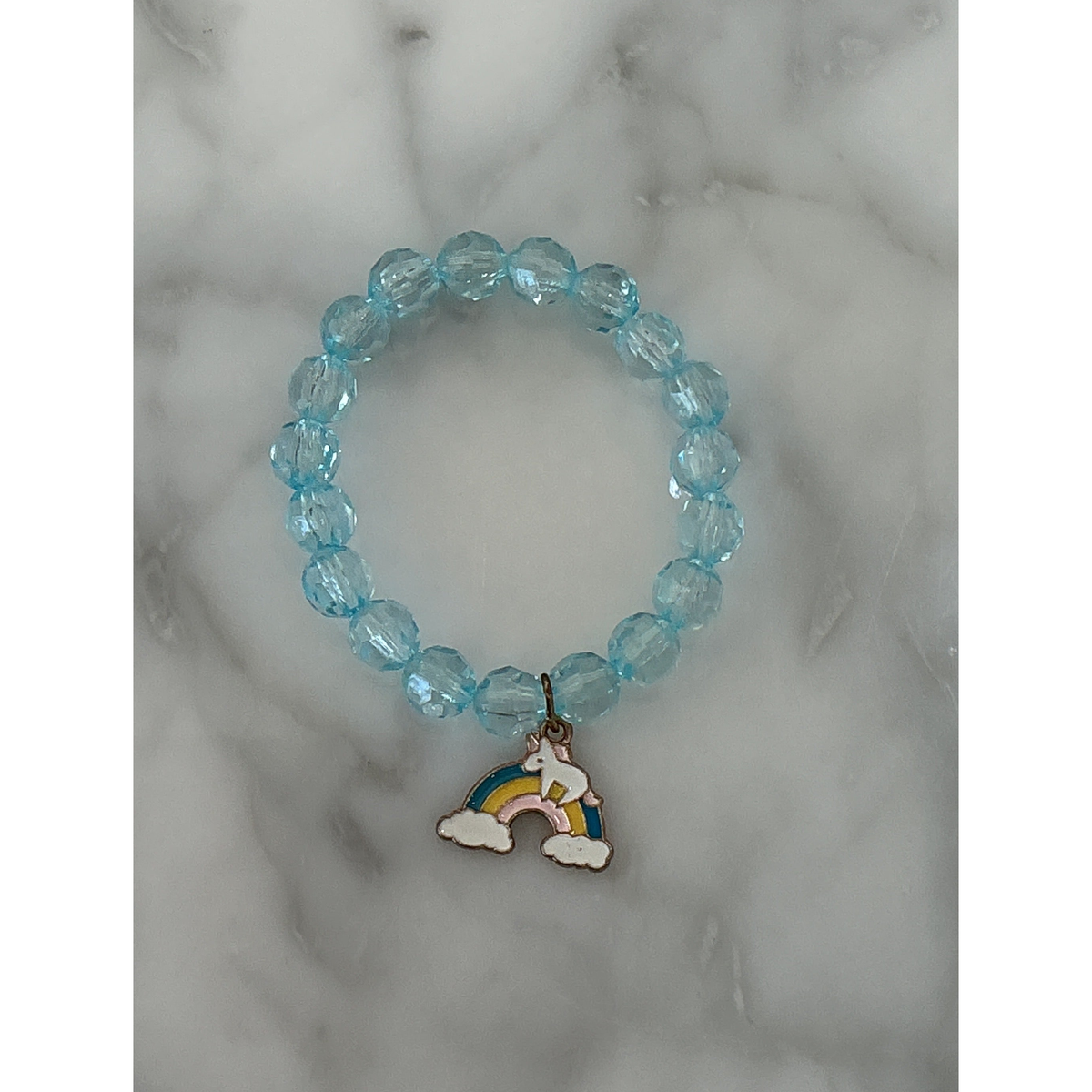 unicorn  rainbow charm bracelet| blue