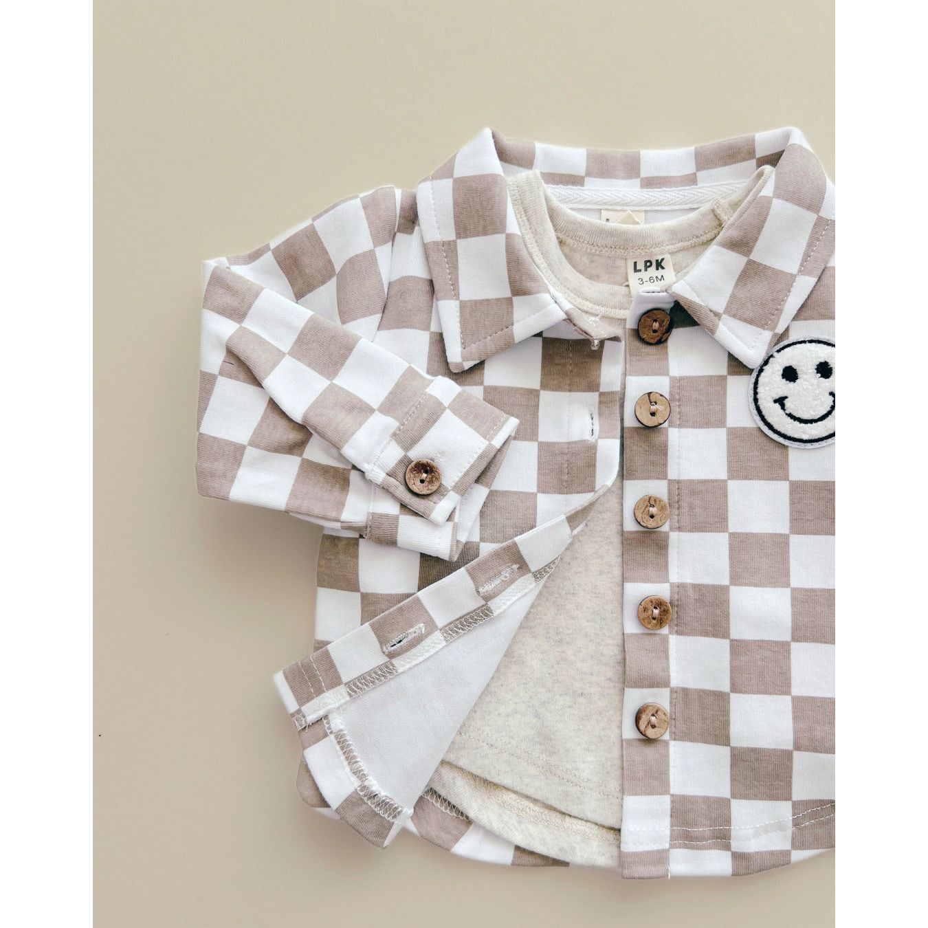 Cotton Shacket | Smiley Checkered Latte