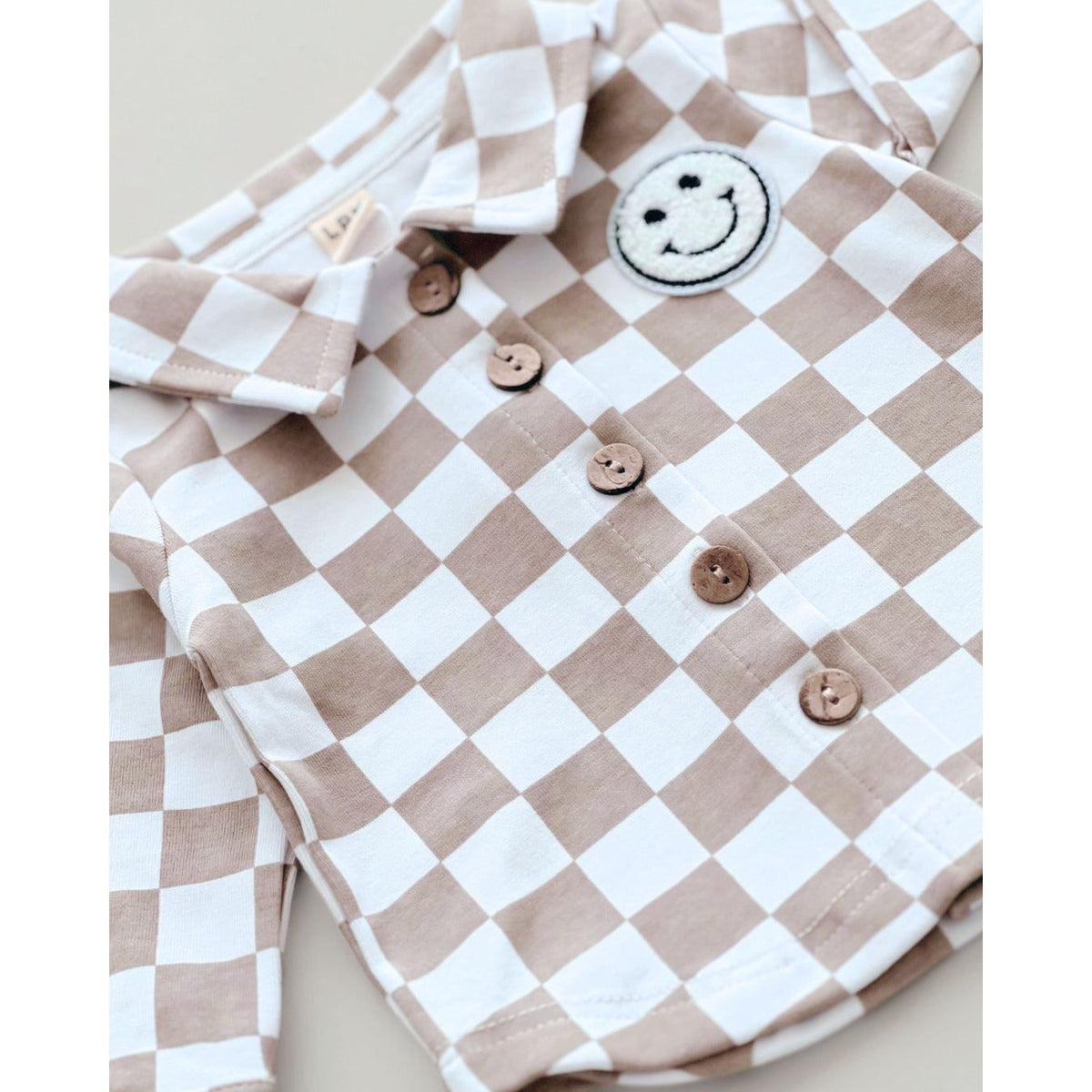 Cotton Shacket | Smiley Checkered Latte