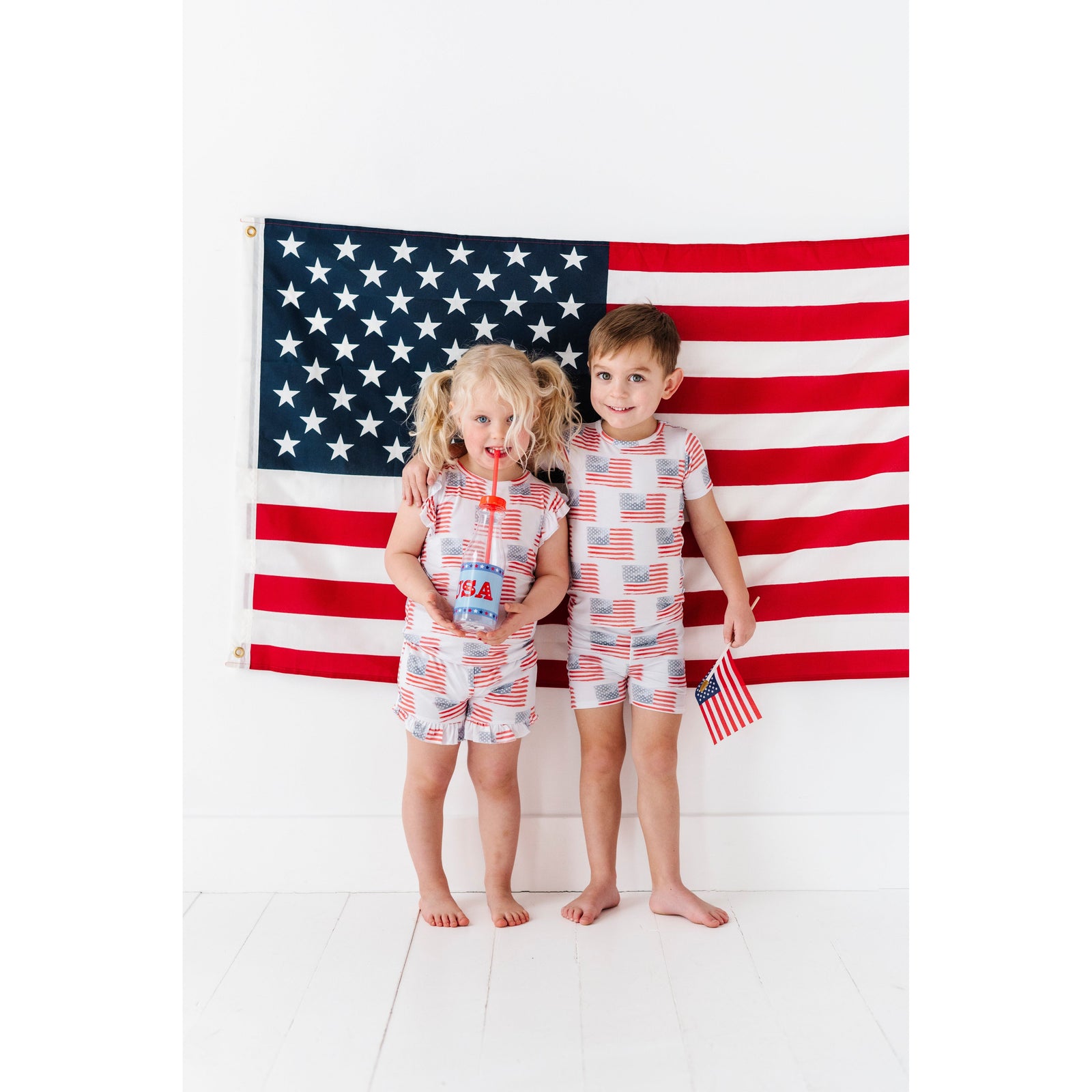 American Flag Ruffle Short Set