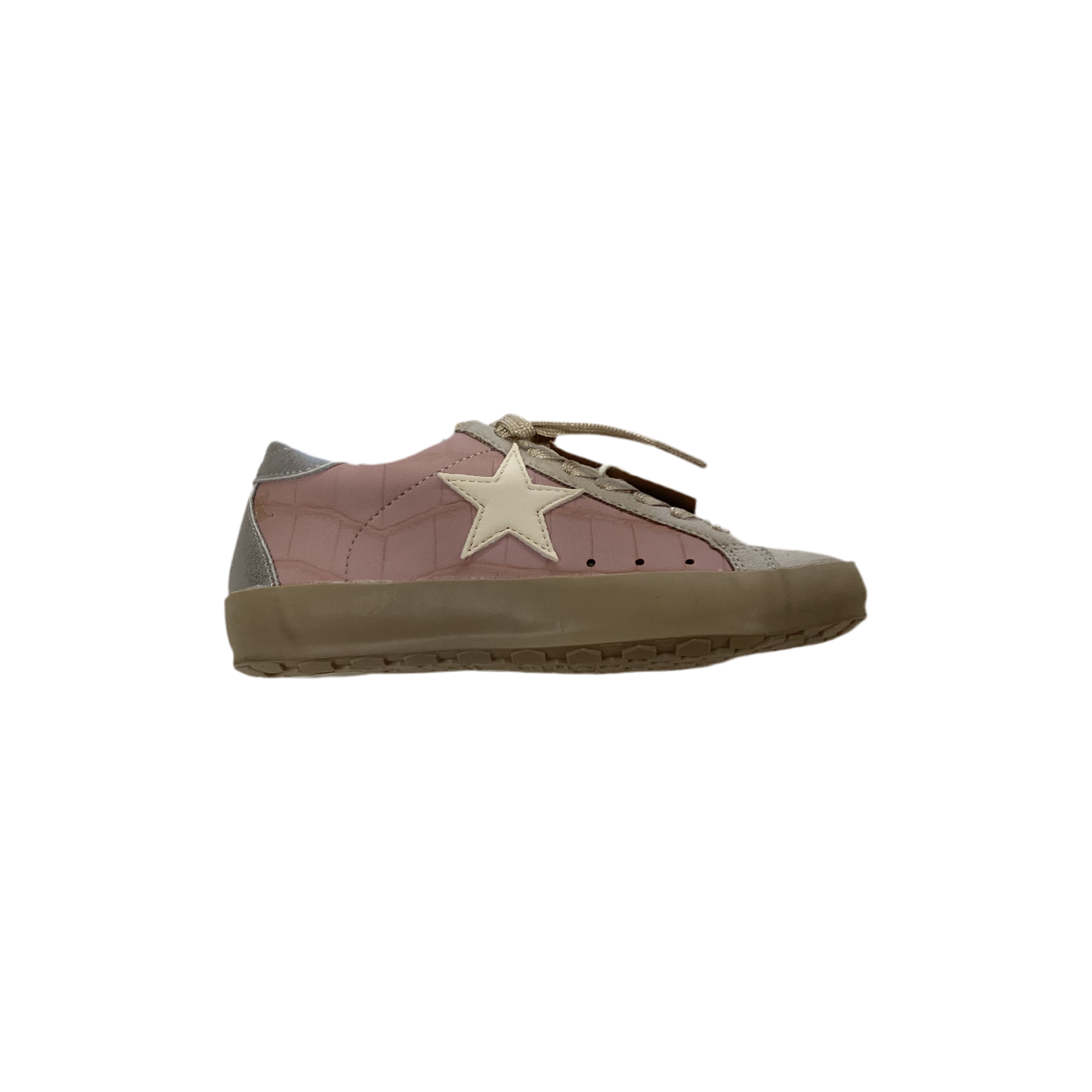 paula kids low-top sneaker | mauve croc