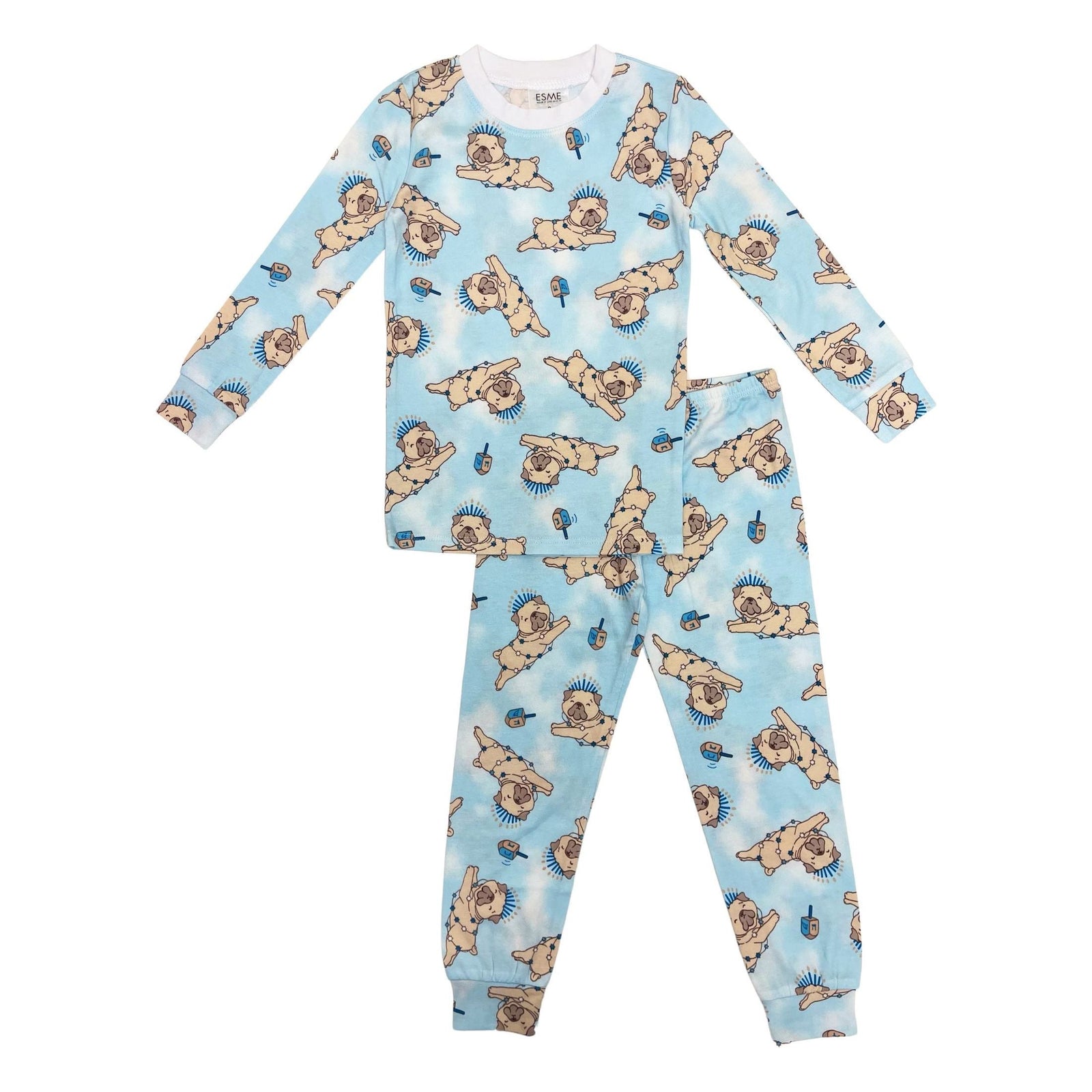 long sleeve pajama set | hannukah pug