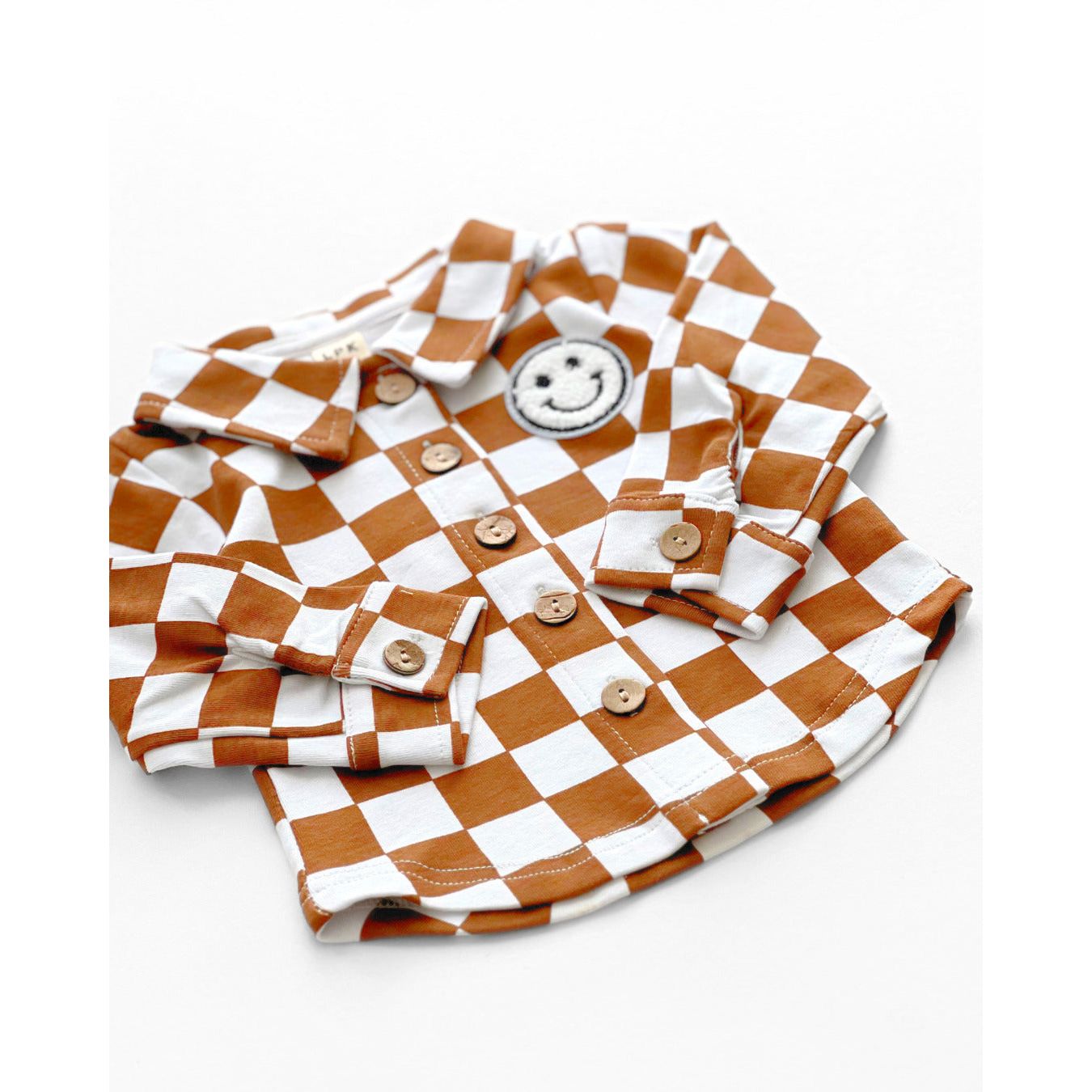 Cotton Shacket | Smiley Checkered Copper