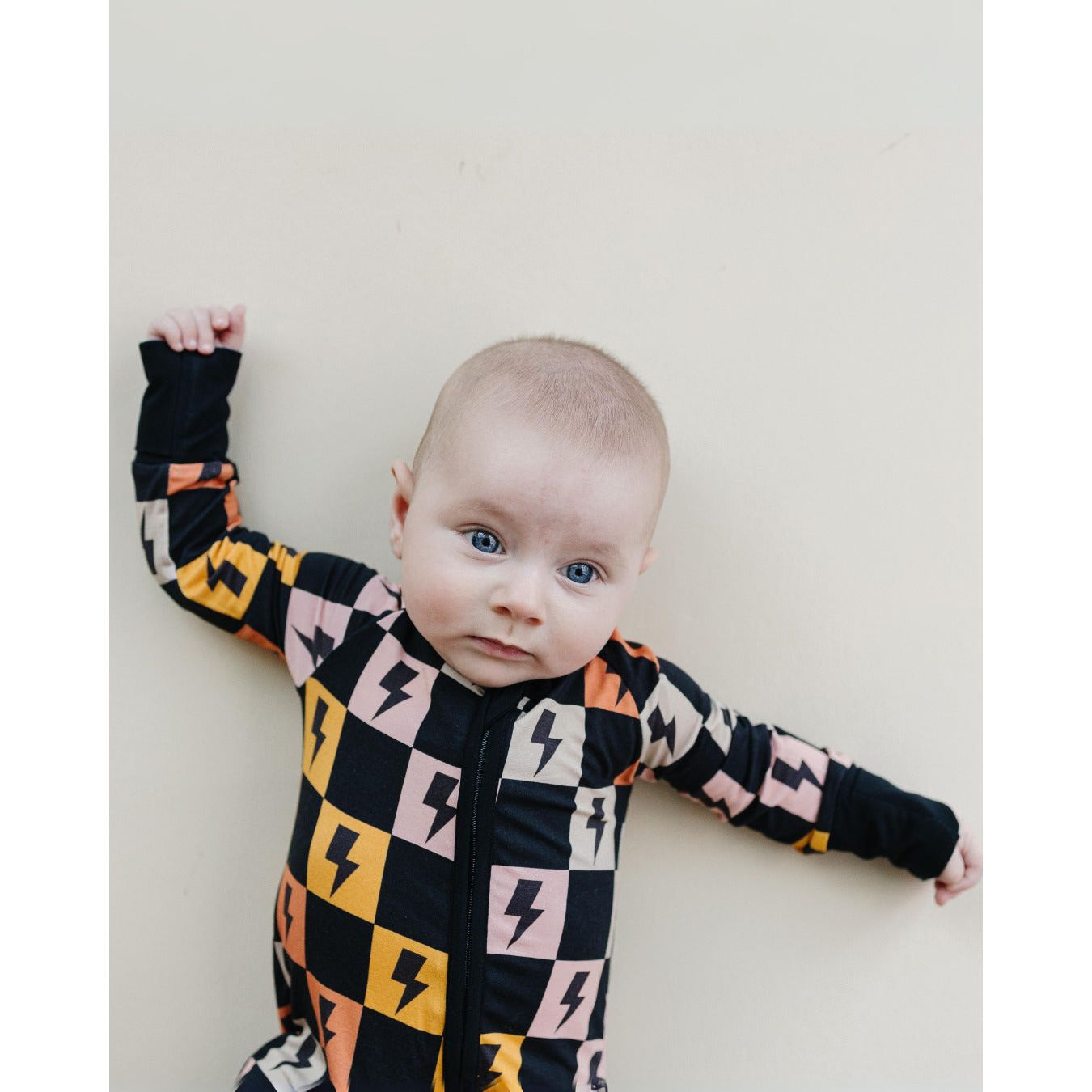 Bamboo Zip Romper | Colorful Checks & Bolts