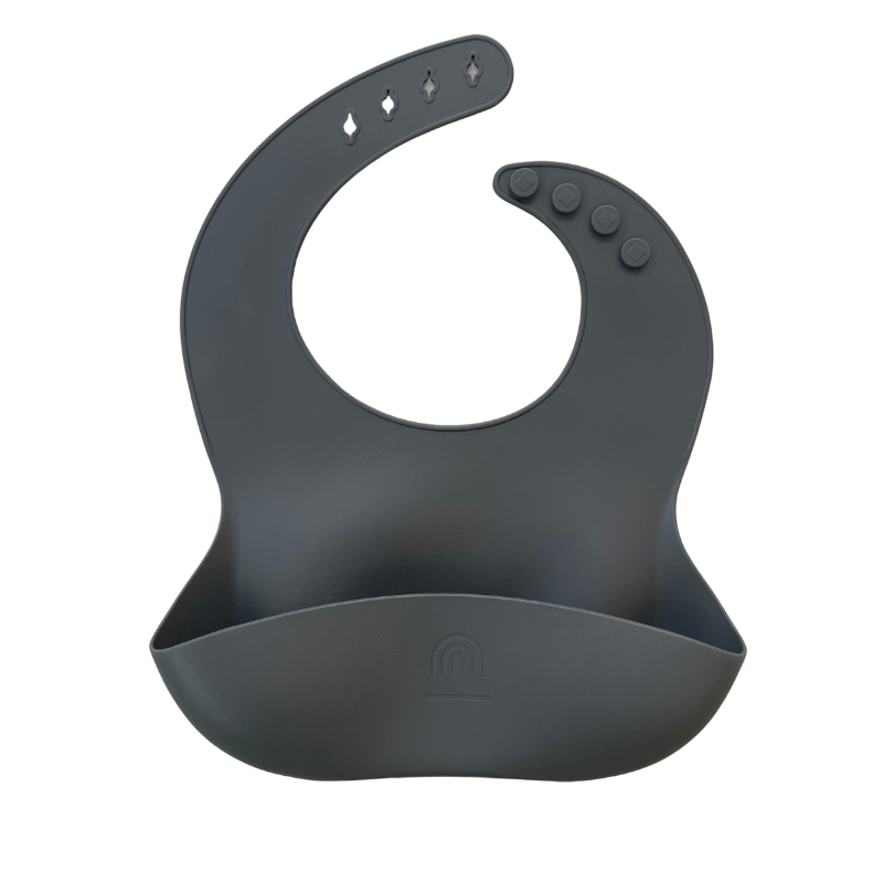 Classic Silicone Bucket Bib · Easy-to-clean · Charcoal Color