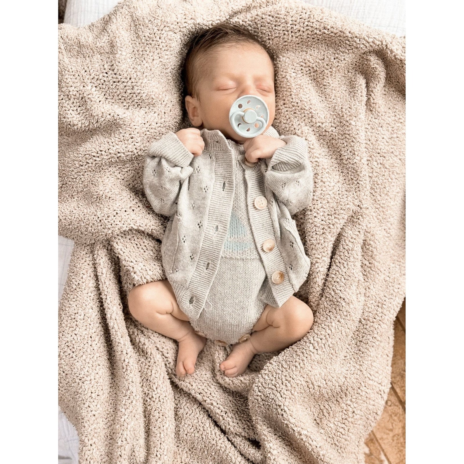 Luna + Luca Pointelle Cardigan - Heather Gray