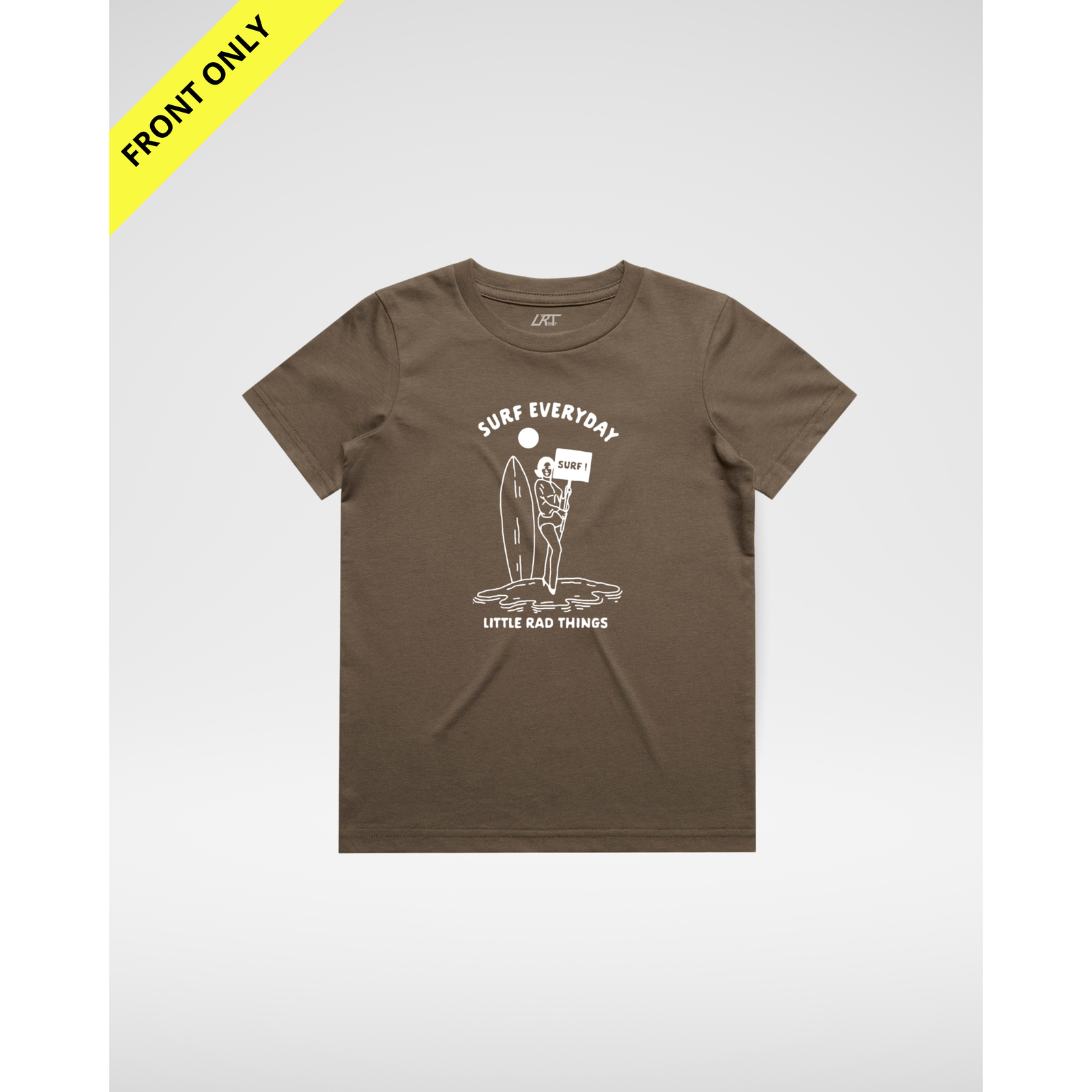 SURFS UP GIRL TEE - BROWN (FRONT ONLY)
