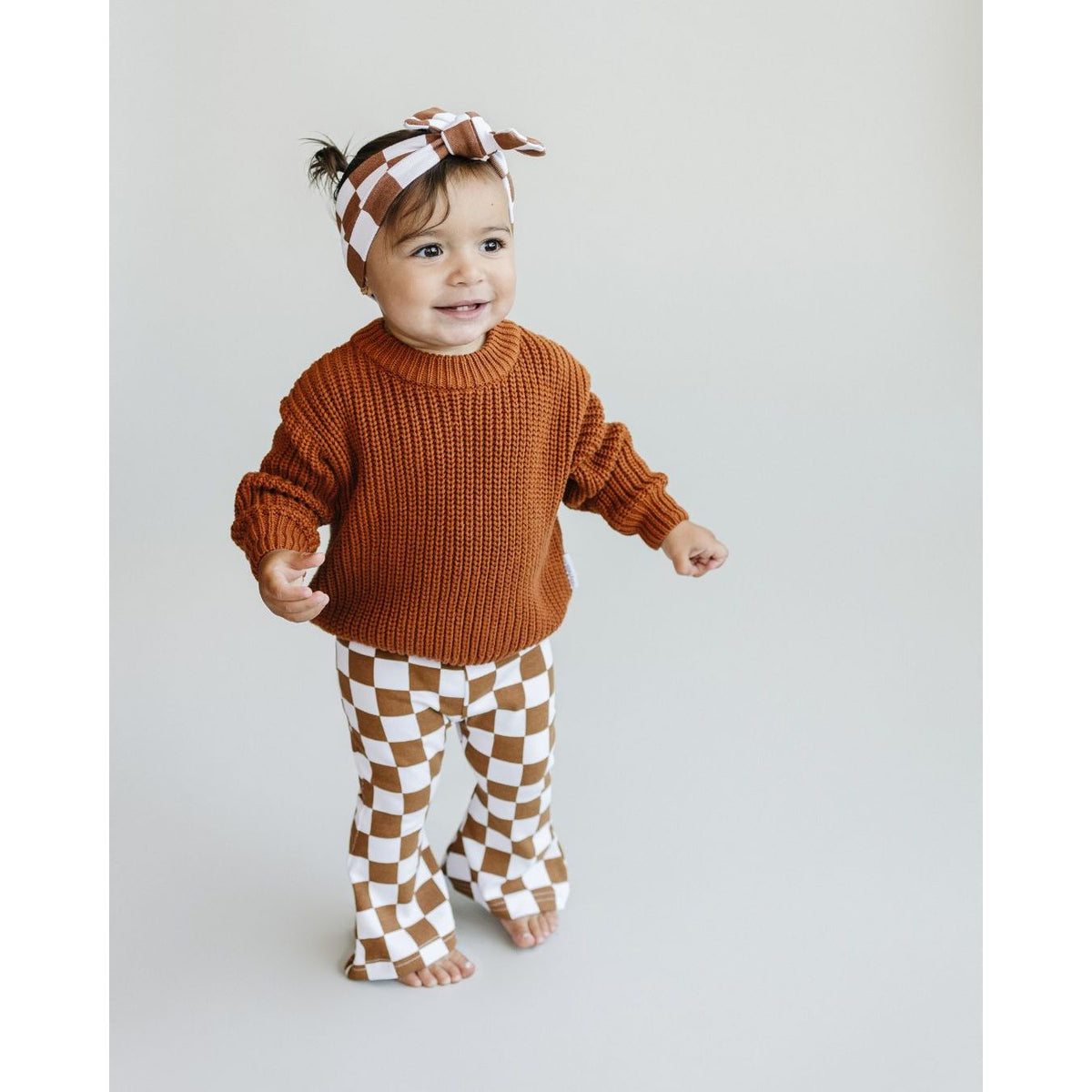 Checkered Flare Pants | Copper