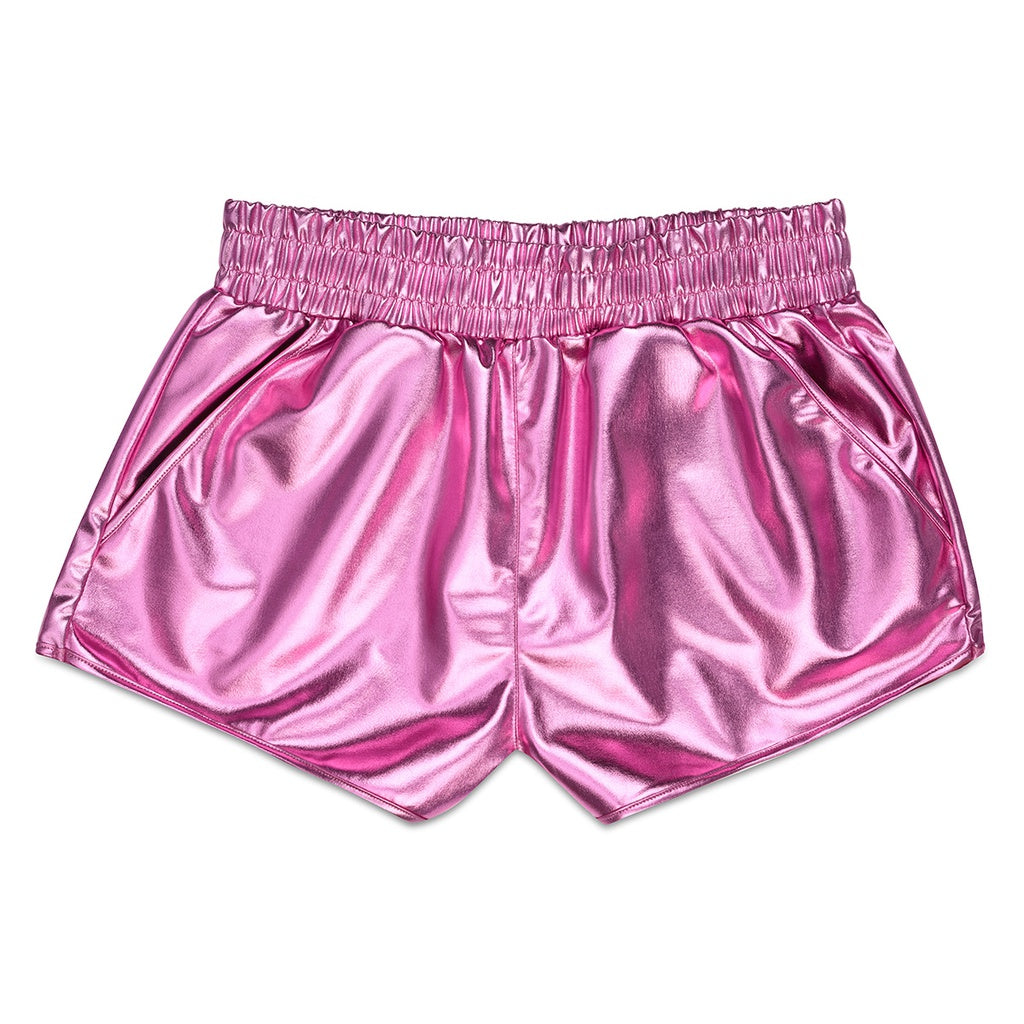 metallic shorts | pink
