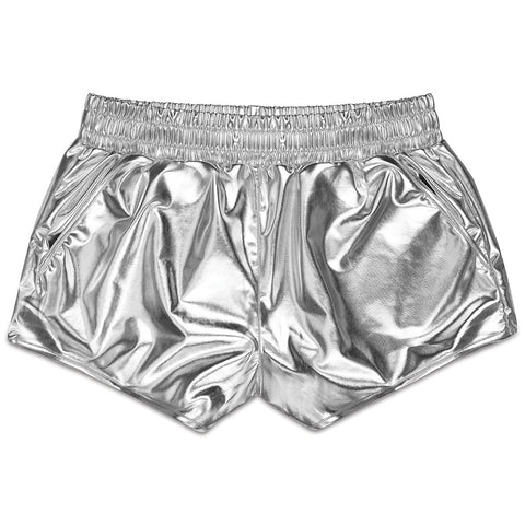 metallic shorts | silver