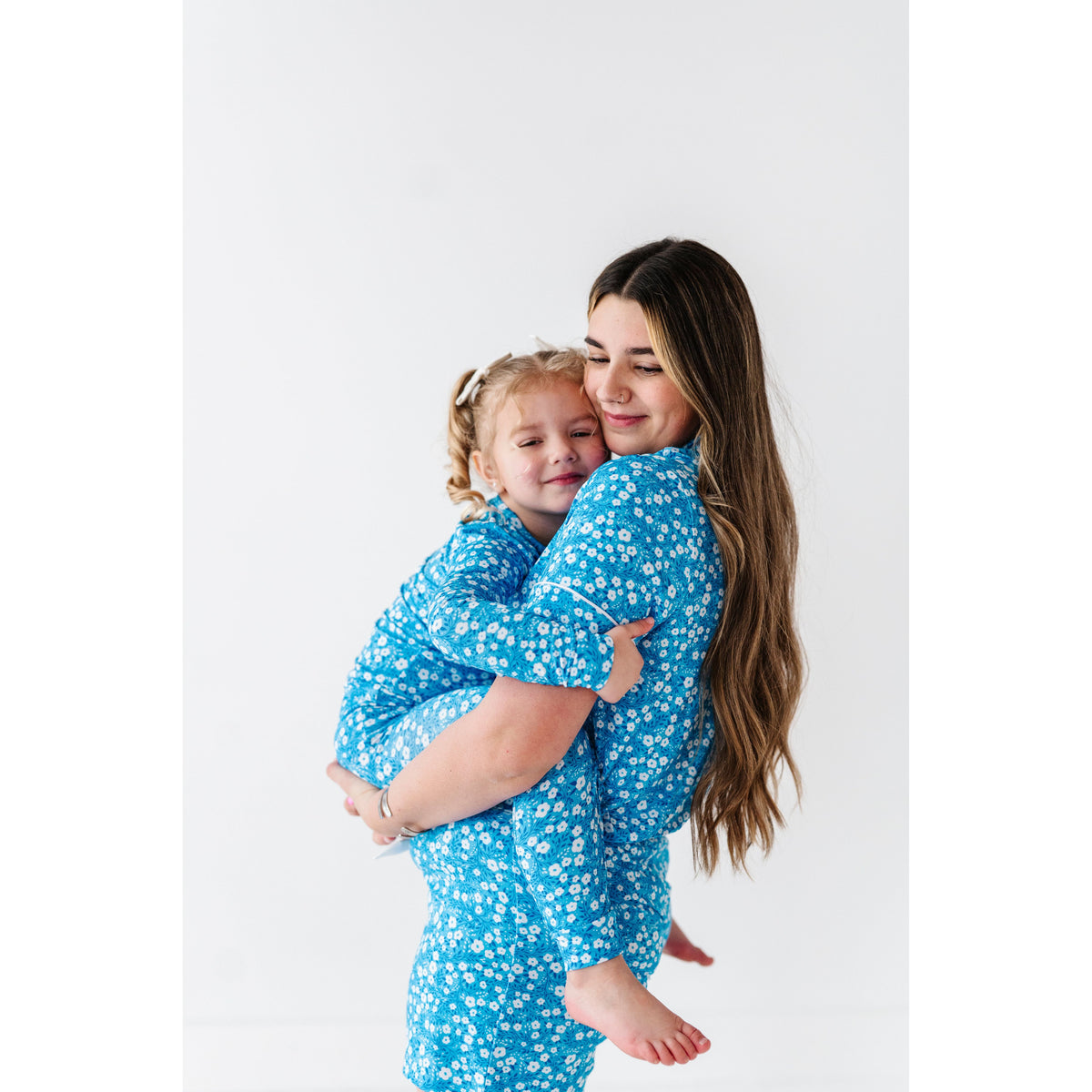 Blue Base Flowers Two Piece Long Set
