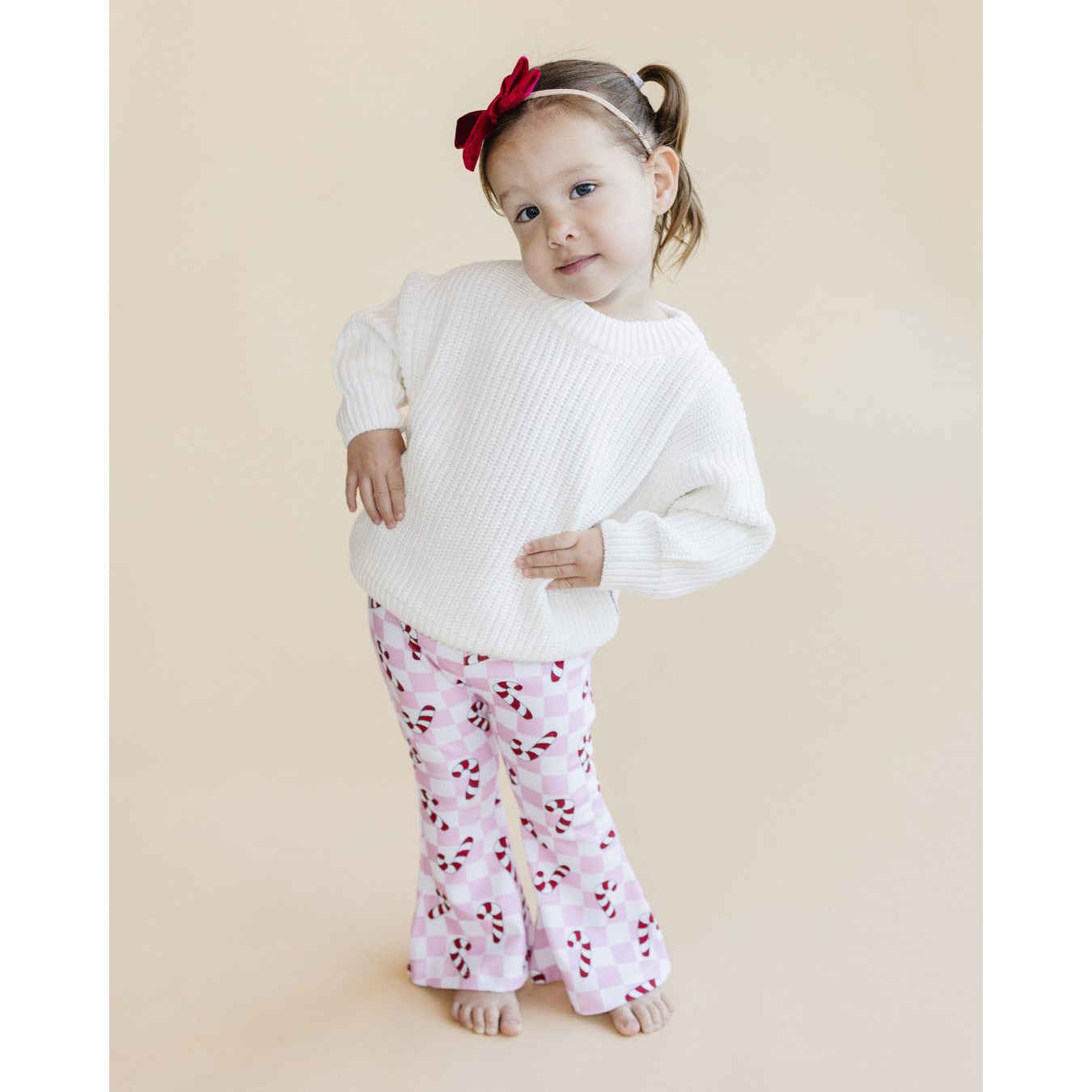 Checkered Candy Cane Flare Pants | Pink