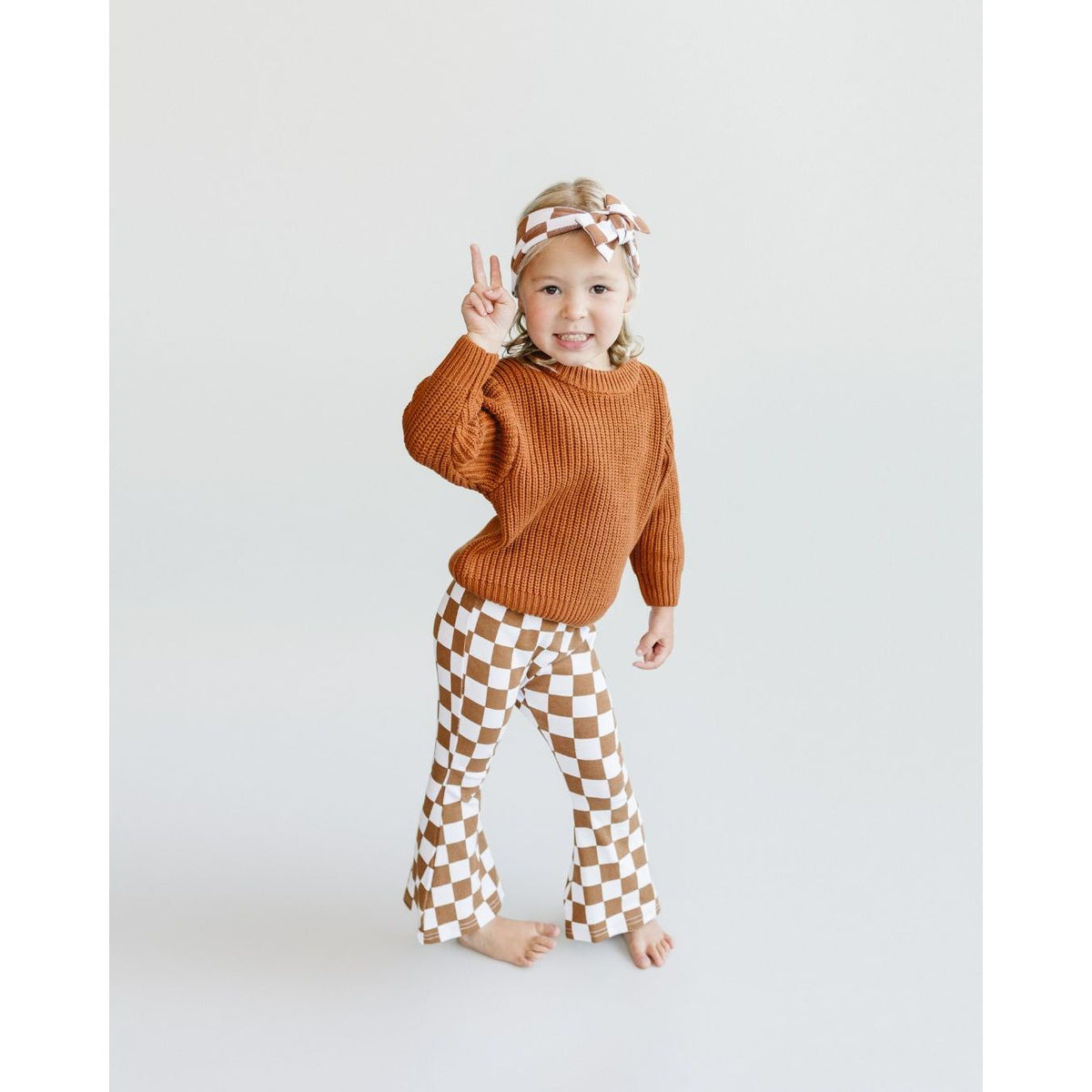Checkered Flare Pants | Copper