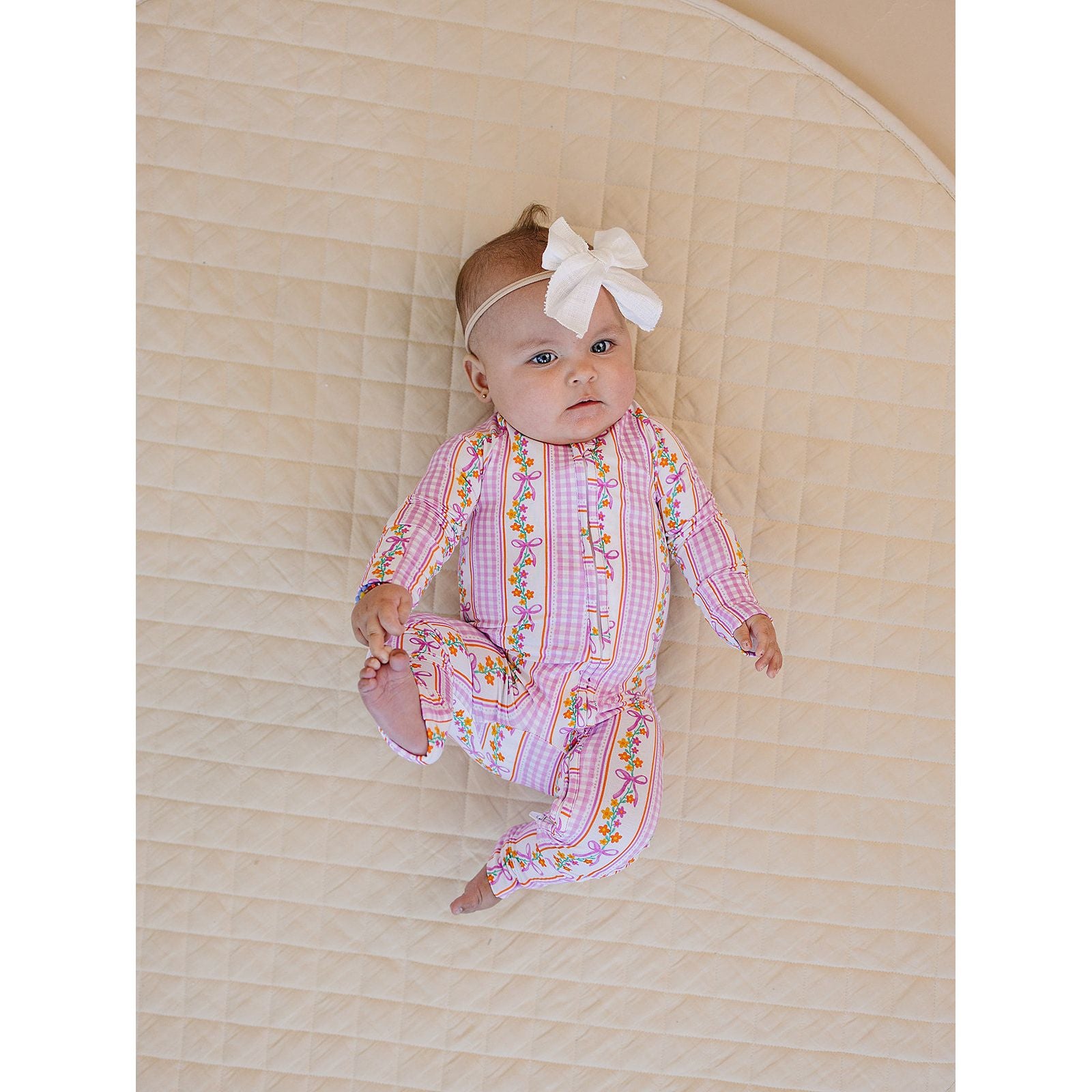 Bamboo Zip Romper | Gingham & Flowers