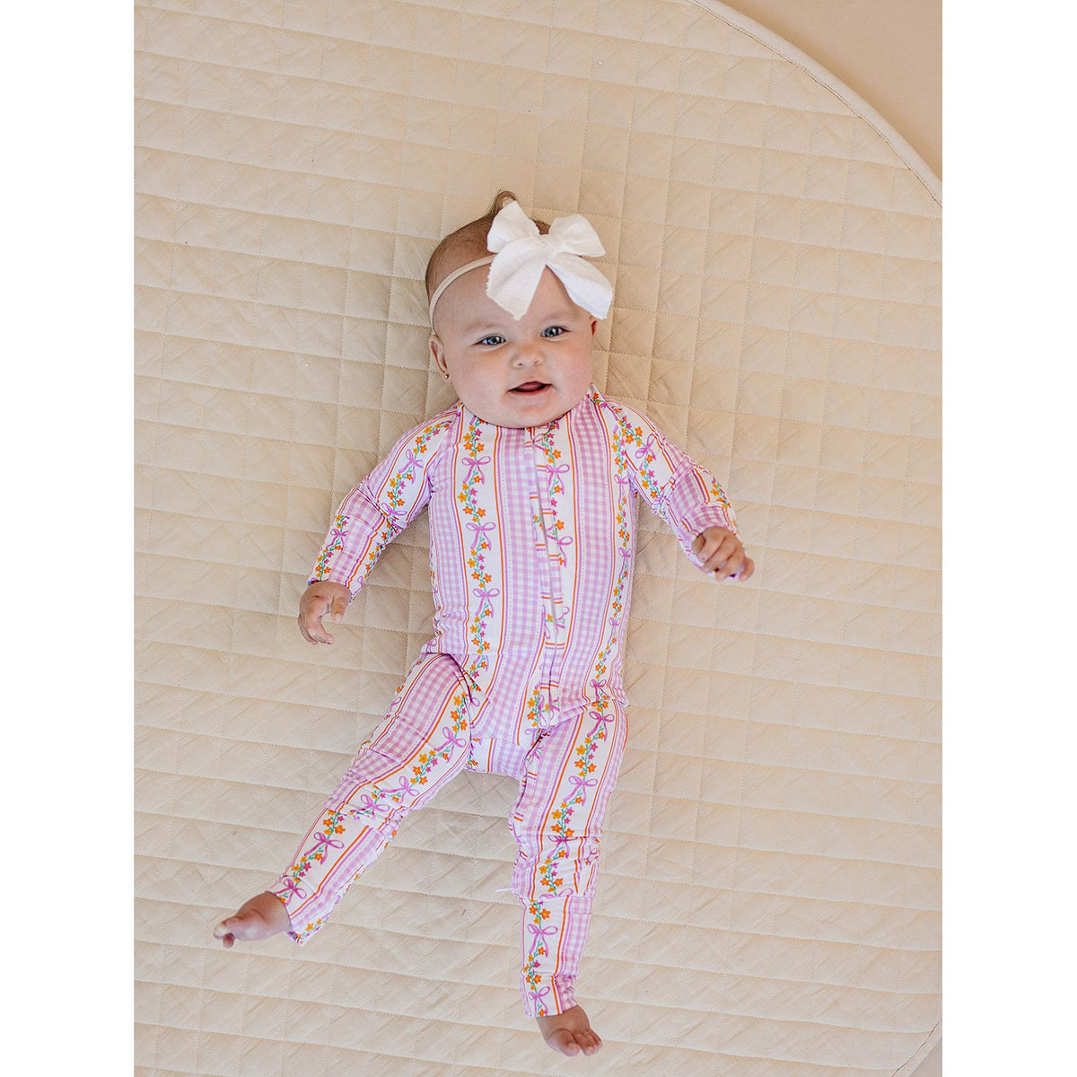 Bamboo Zip Romper | Gingham & Flowers