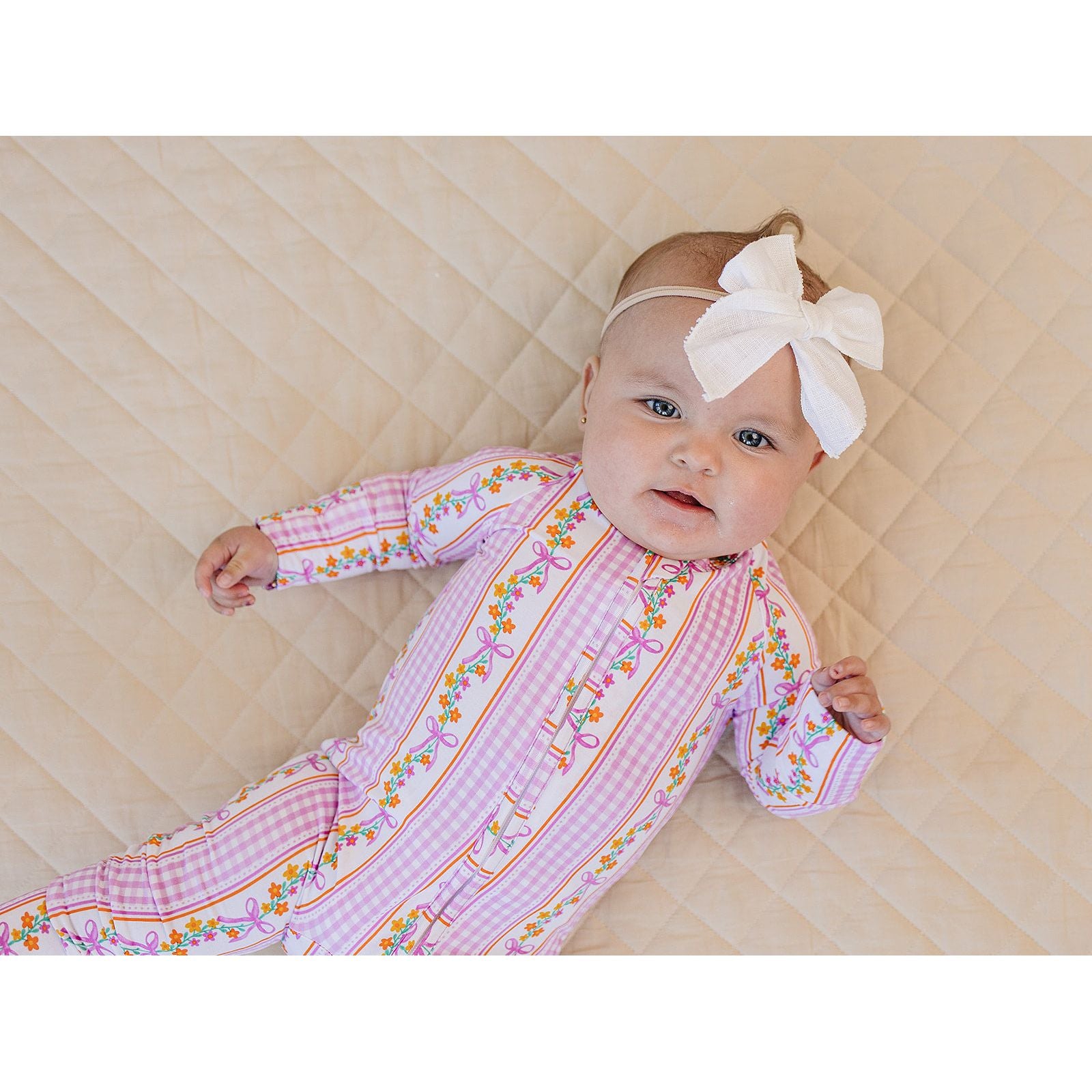 Bamboo Zip Romper | Gingham & Flowers