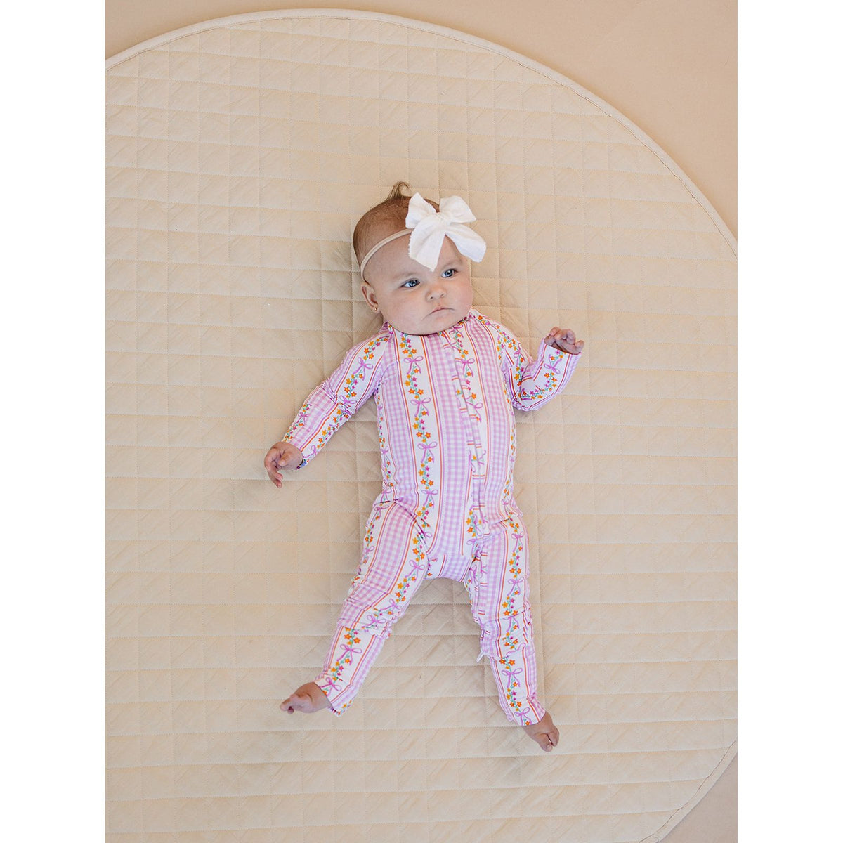 Bamboo Zip Romper | Gingham & Flowers