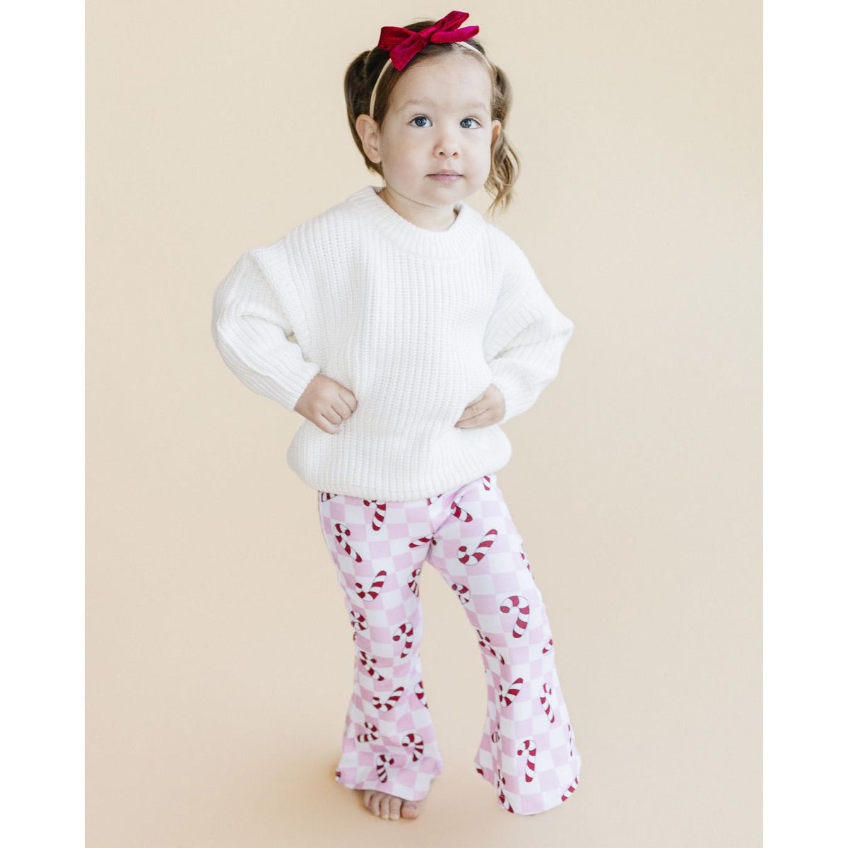 Checkered Candy Cane Flare Pants | Pink