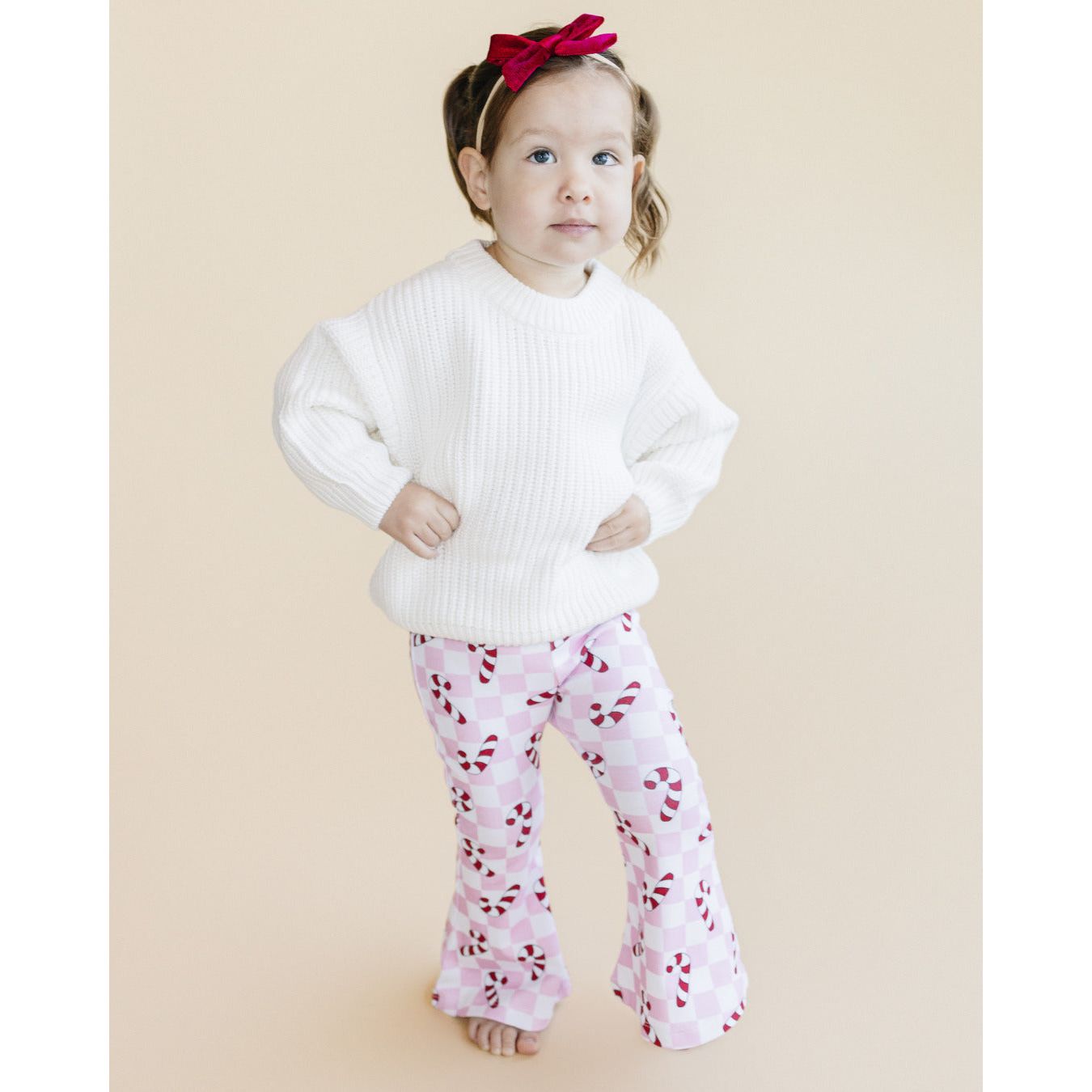 Checkered Candy Cane Flare Pants | Pink