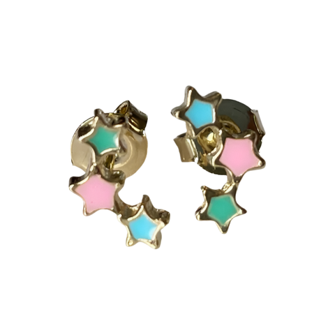 3 cluster star earring